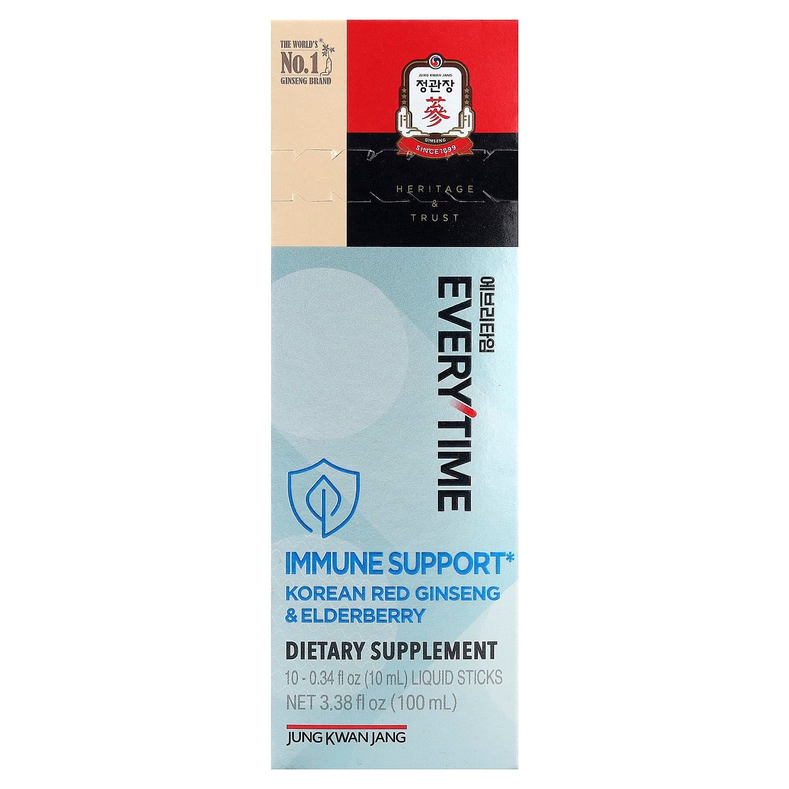 JungKwanJang Everytime, Immune Support – Korean Red Ginseng & Elderberry – 10 ml de JungKwanJang