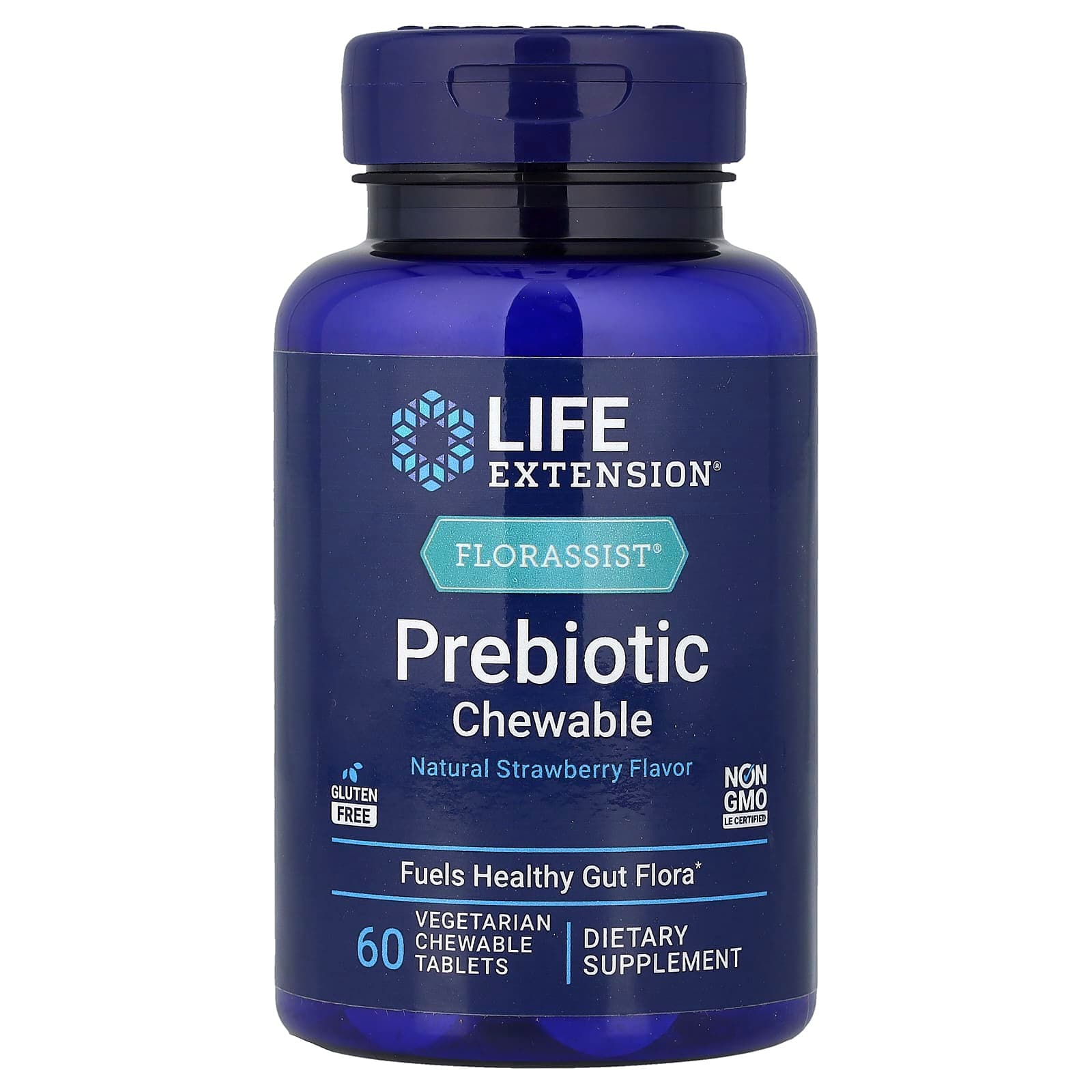 Life Extension Florassist, Prebiotic Chewable, 60 Vegetarian Chewable Tablets (1, 400 mg per Tablet) – Natural Strawberry de Life Extension