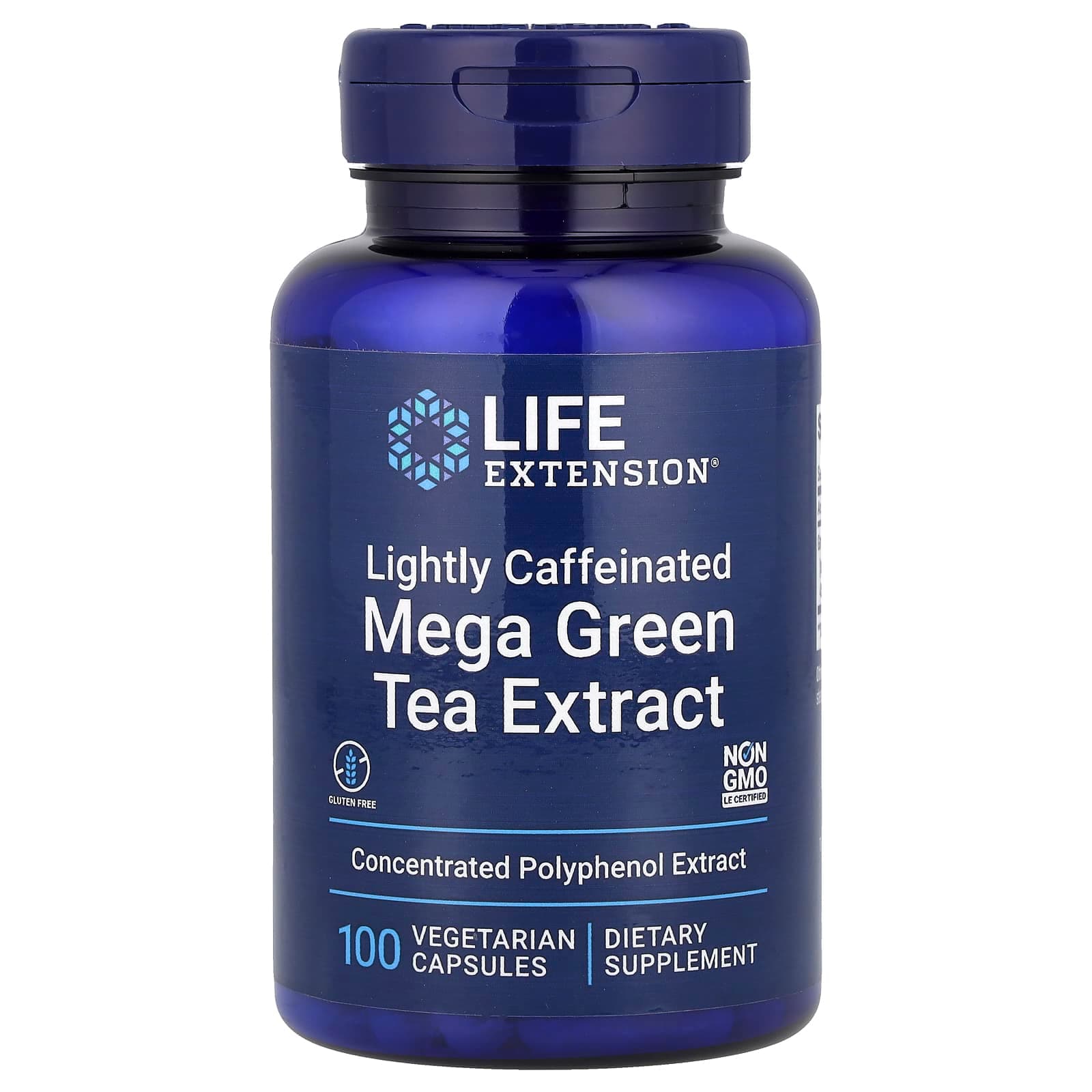 Life Extension Mega Green Tea Extract, Lightly Caffeinated – 100 gélules végétales de Life Extension