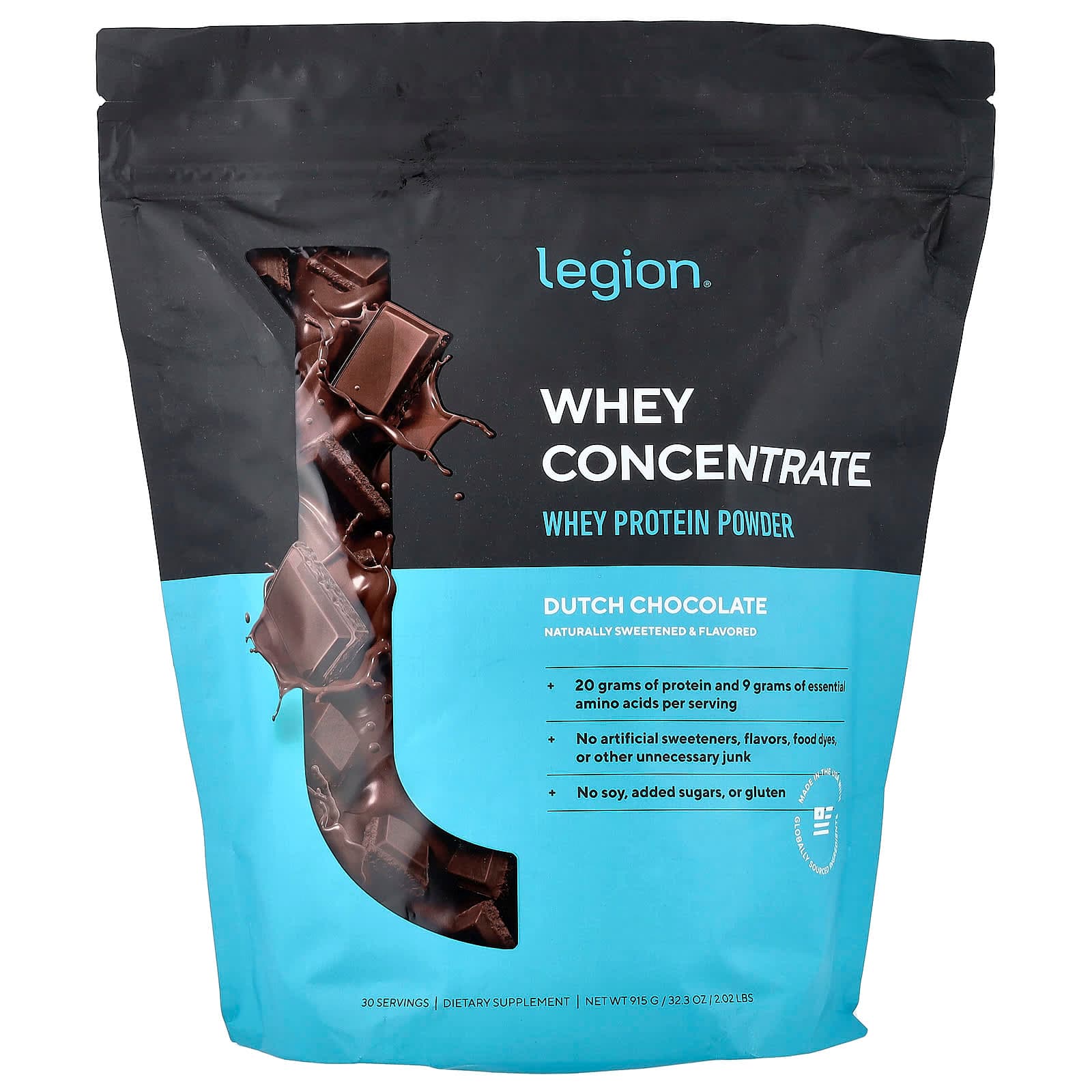 Legion Athletics Whey Concentrate, Whey Protein Powder – Dutch Chocolate – 915 g de Legion Athletics