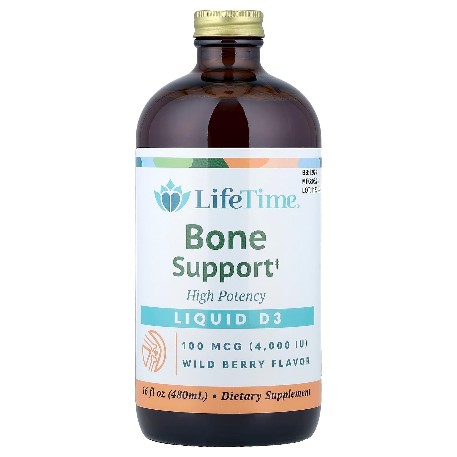LifeTime Vitamins Bone Support, High Potency – Wild Berry – 480 ml de LifeTime Vitamins