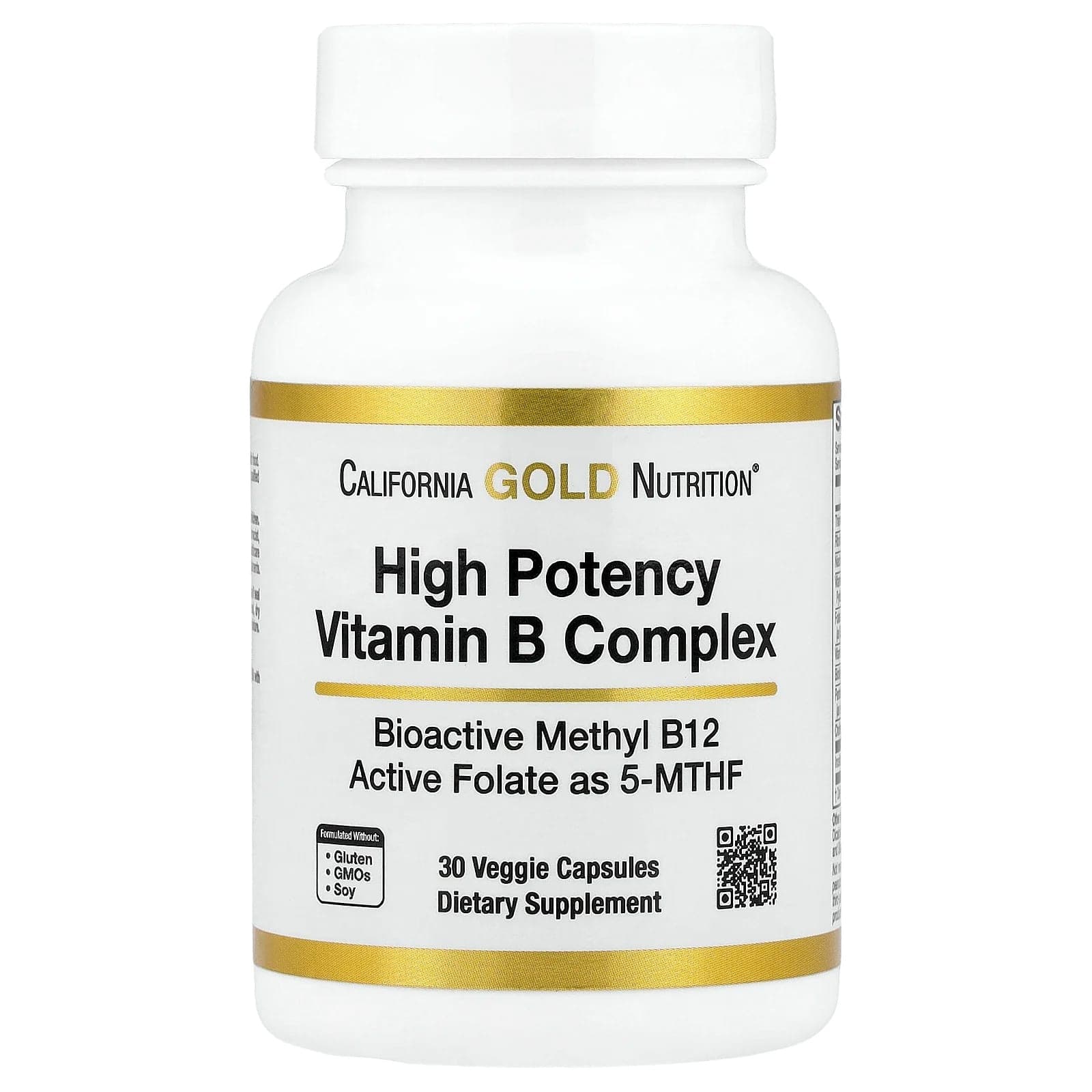 California Gold Nutrition High Potency Vitamin B Complex with Methyl Folate & Methyl B12 – 30 gélules végétales de California Gold Nutrition