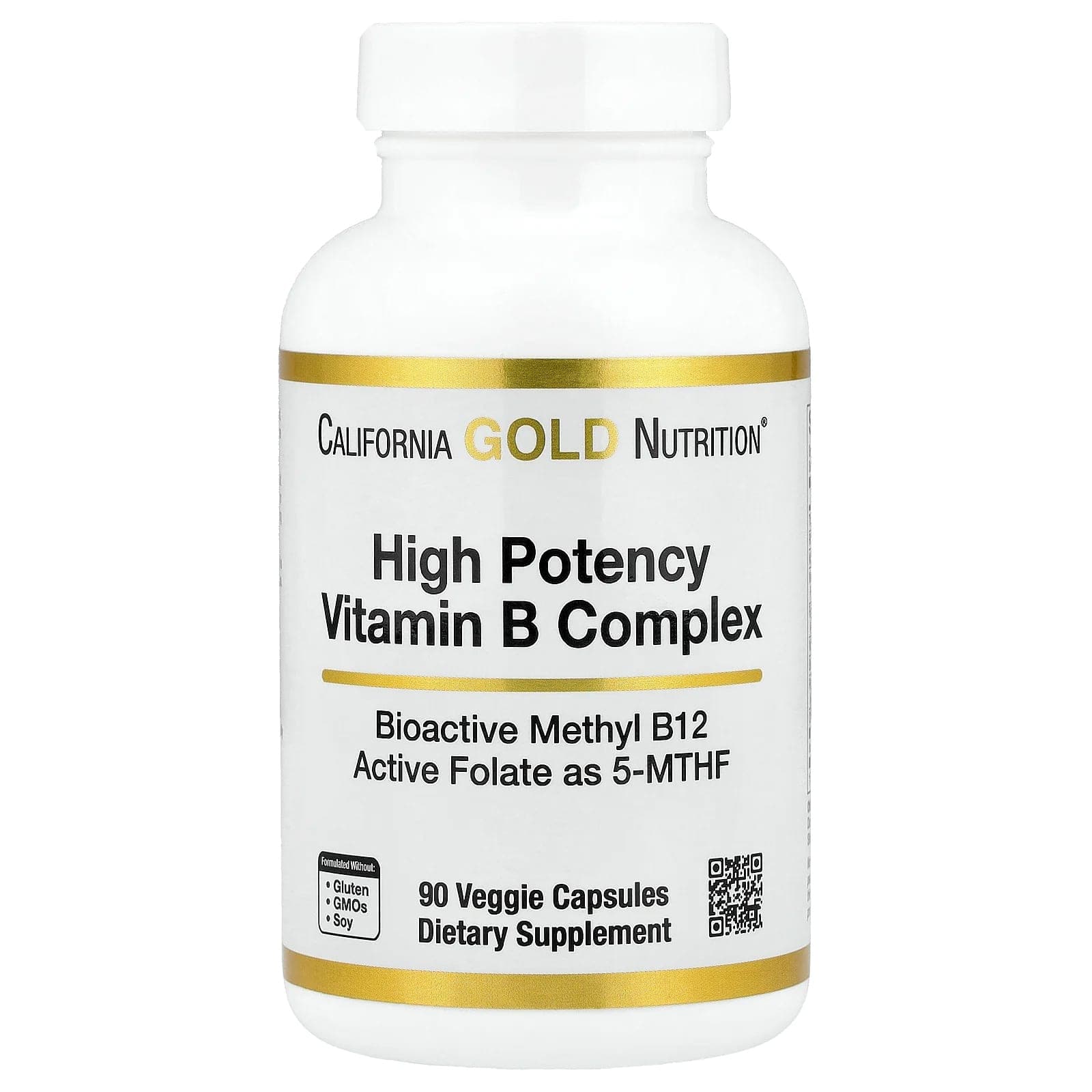 California Gold Nutrition High Potency Vitamin B Complex with Methyl Folate & Methyl B12 – 90 gélules végétales de California Gold Nutrition