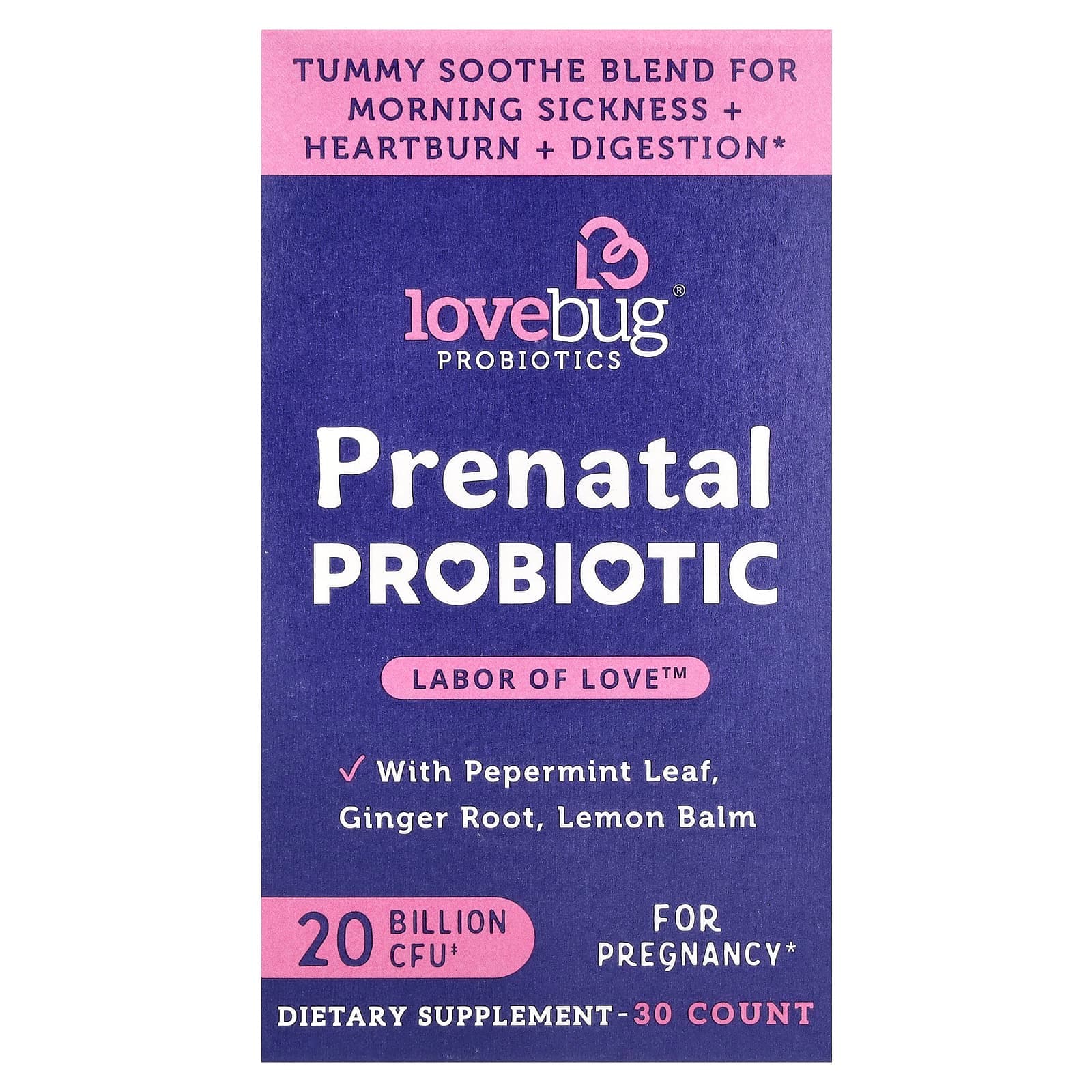 LoveBug Probiotics Prenatal Probiotic – 30 gélules de LoveBug Probiotics