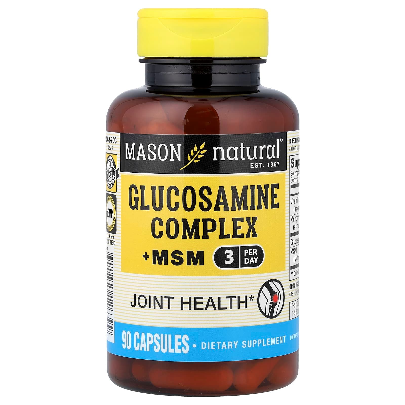 Mason Natural Glucosamine Complex + MSM – 90 gélules de Mason Natural