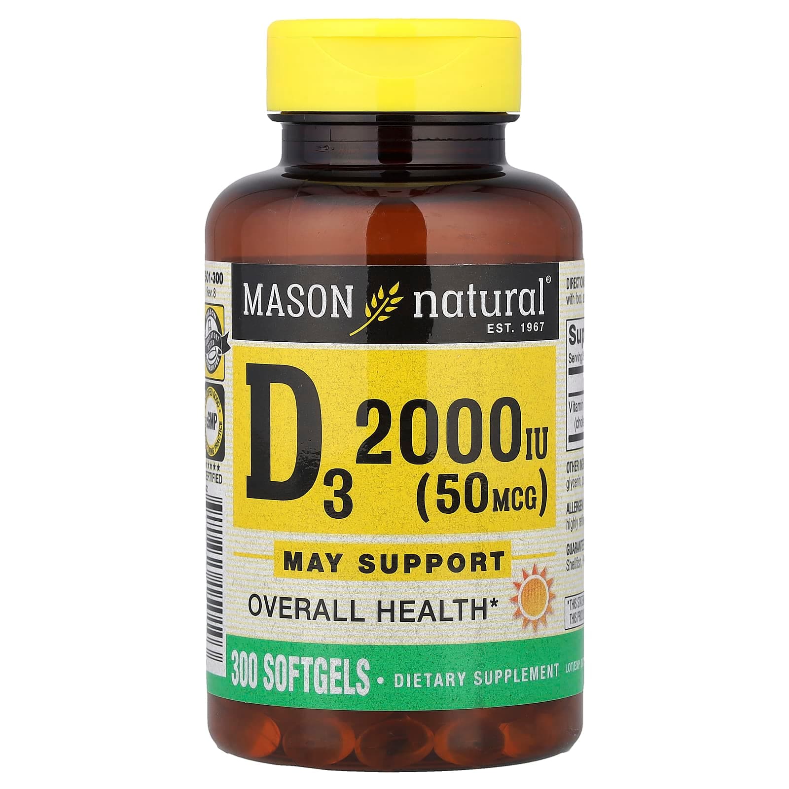 Mason Natural Vitamin D3 – 300 capsules molles de Mason Natural