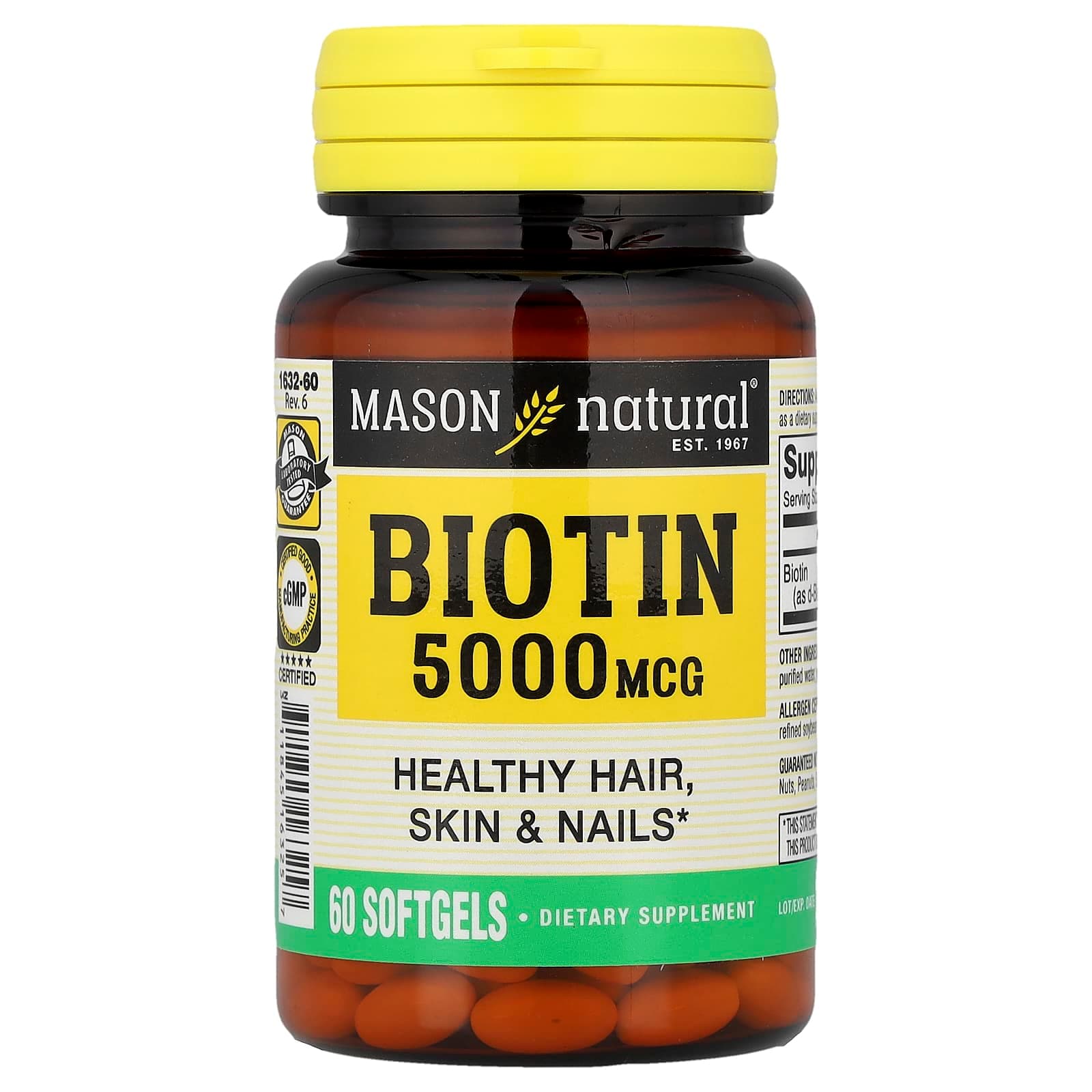 Mason Natural Biotin – 60 capsules molles de Mason Natural