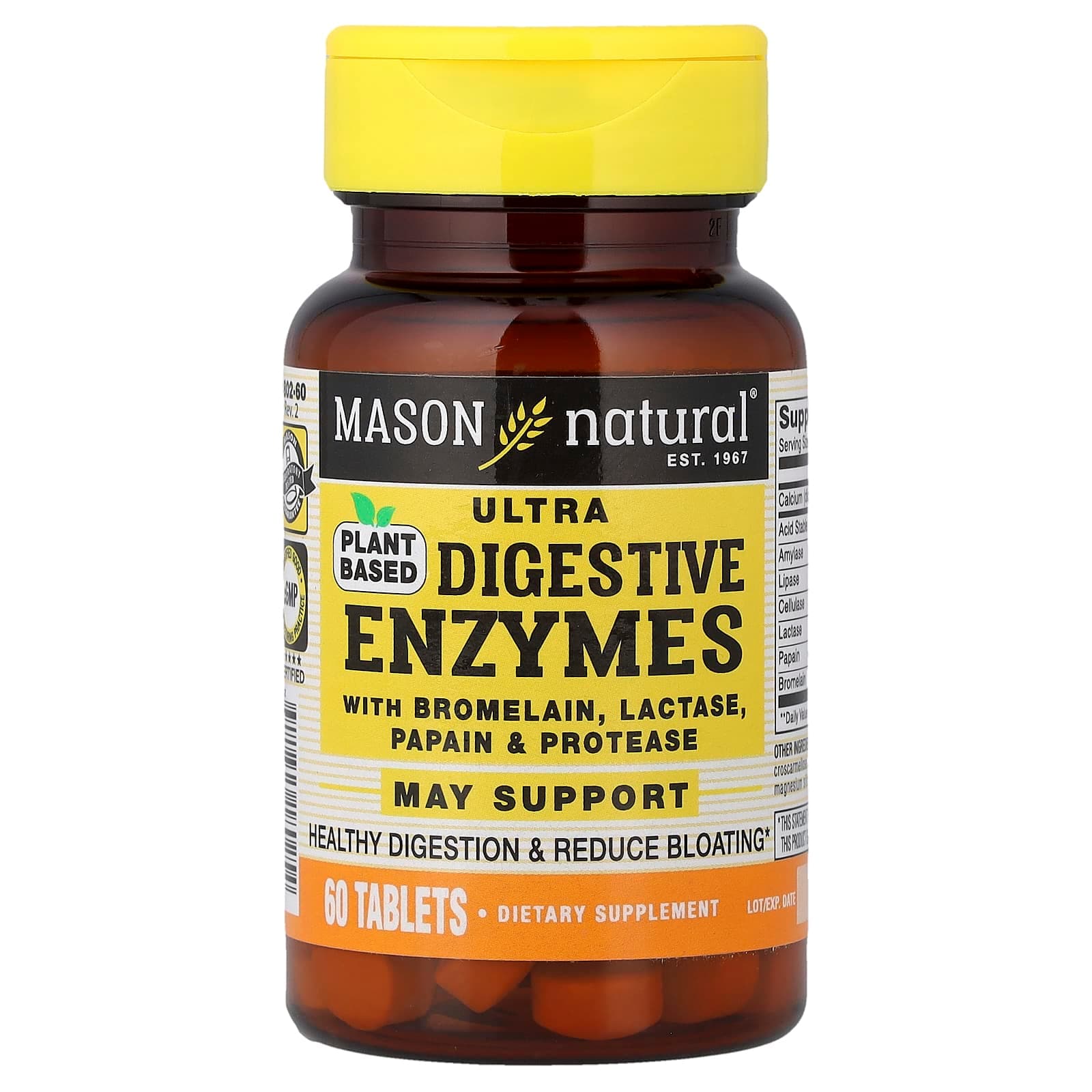 Mason Natural Plant-Based Ultra Digestive Enzymes – 60 comprimés de Mason Natural