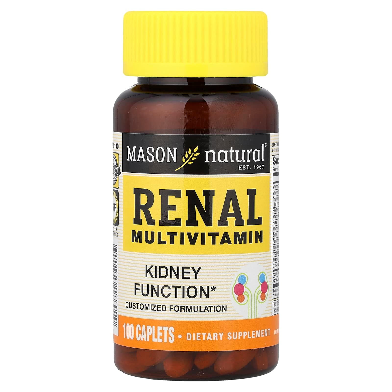 Mason Natural Renal Multivitamin, 100 Caplets de Mason Natural