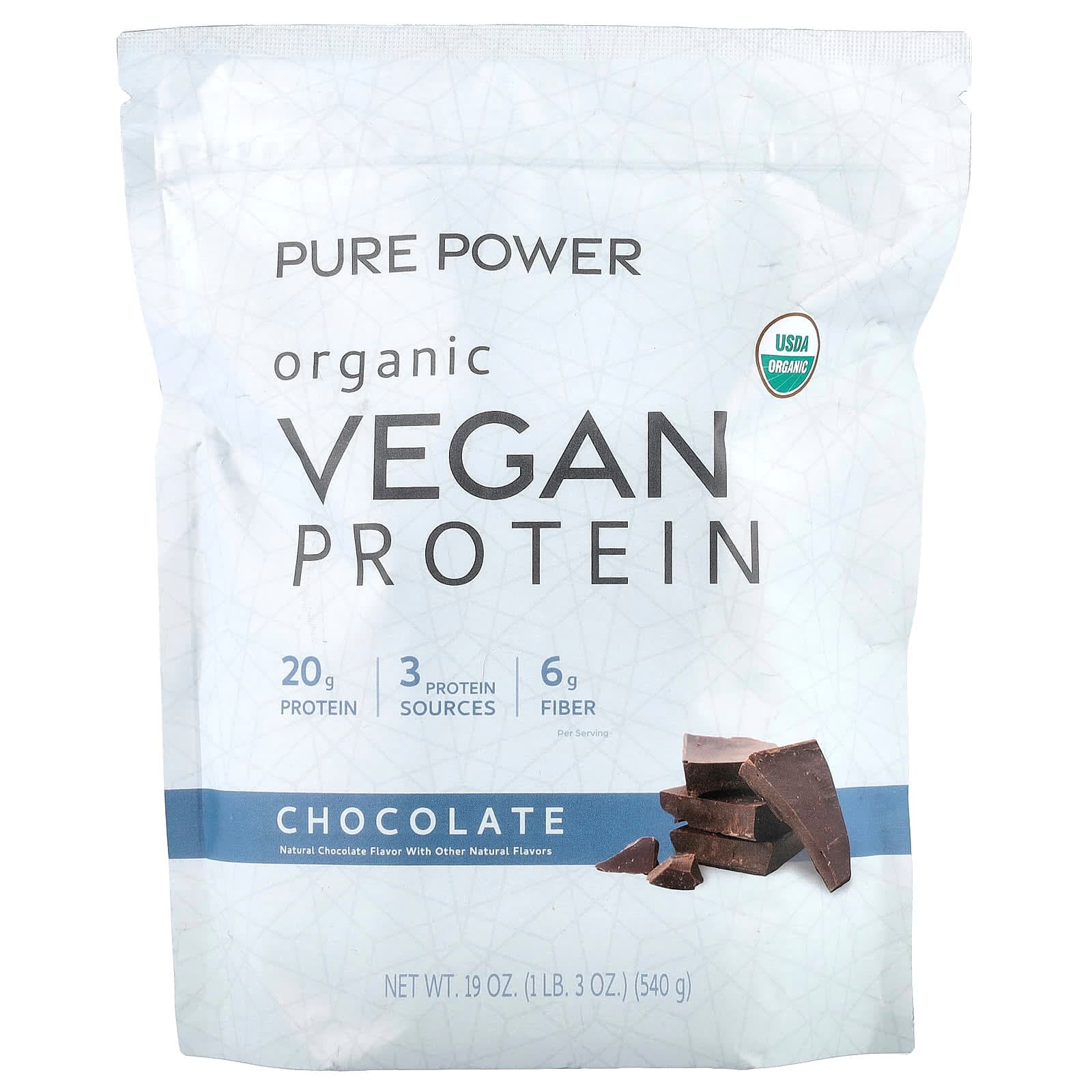 Dr. Mercola Pure Power, Organic Vegan Protein – Chocolate – 540 g de Dr. Mercola