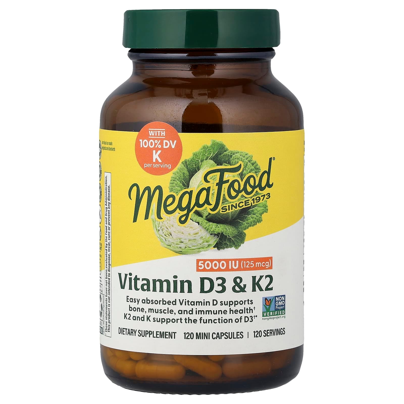 MegaFood Vitamin D3 & K2, 120 Mini Capsules de MegaFood
