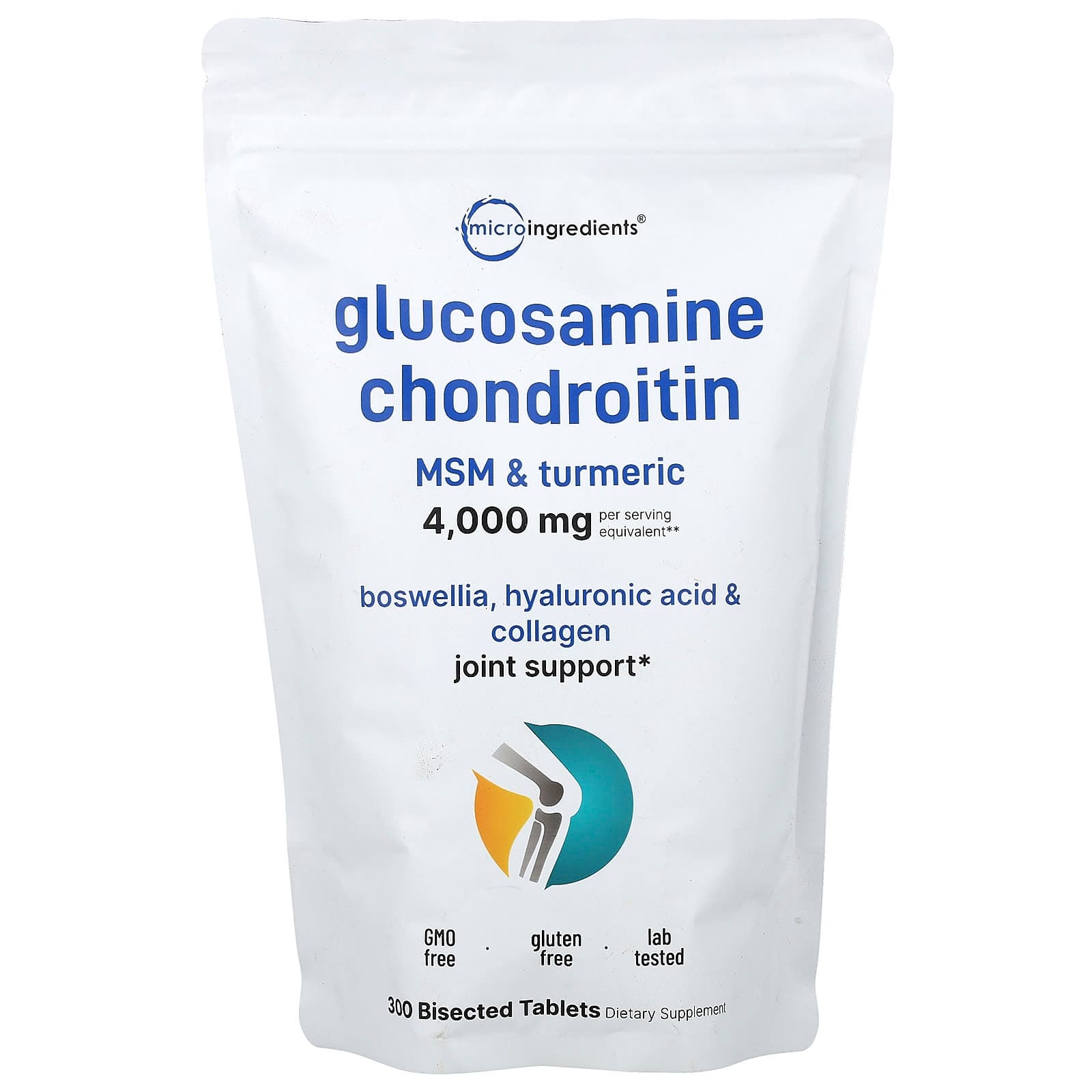 Micro Ingredients Glucosamine Chondroitin, MSM & Turmeric, 300 Bisected Tablets de Micro Ingredients