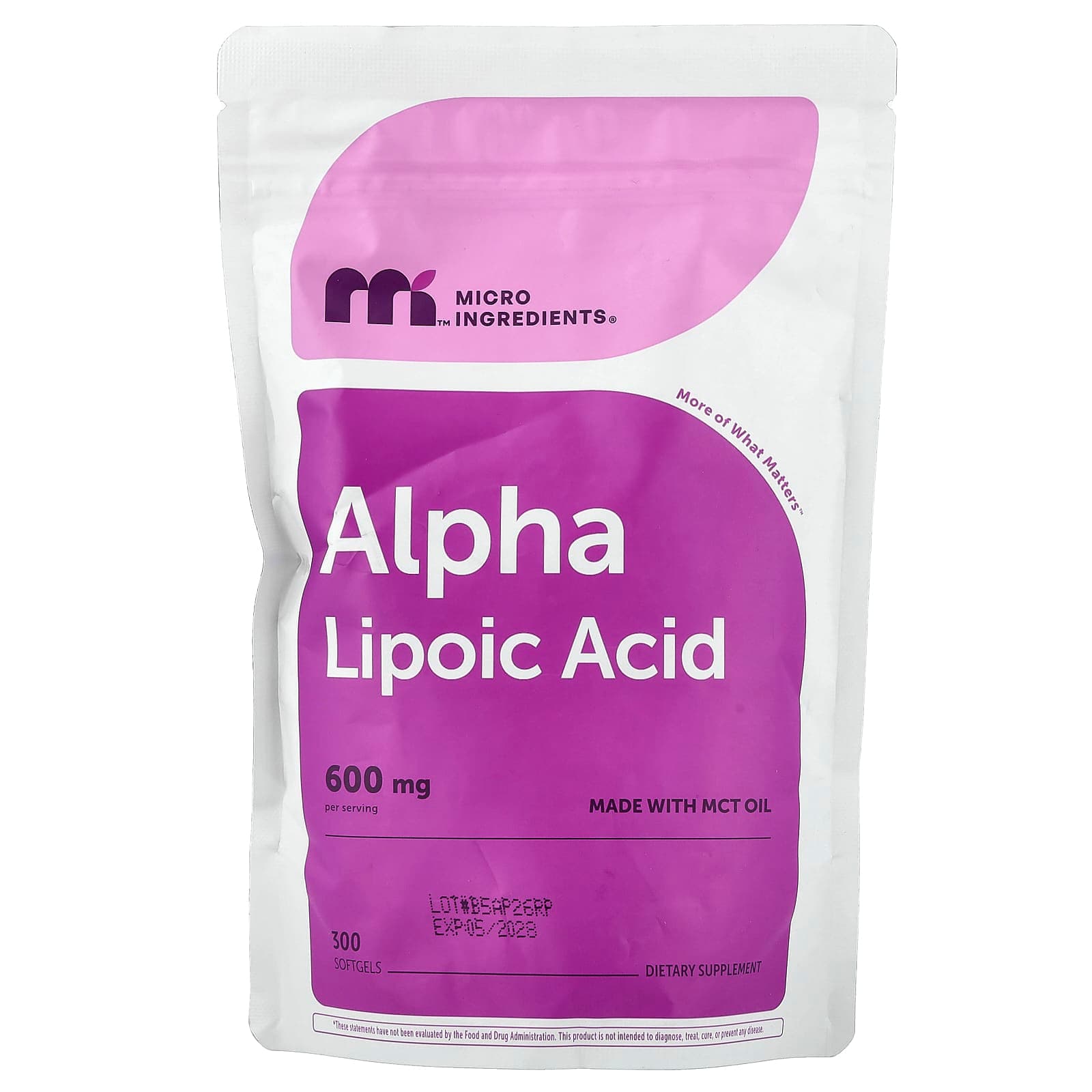 Micro Ingredients Alpha Lipoic Acid – 300 capsules molles de Micro Ingredients