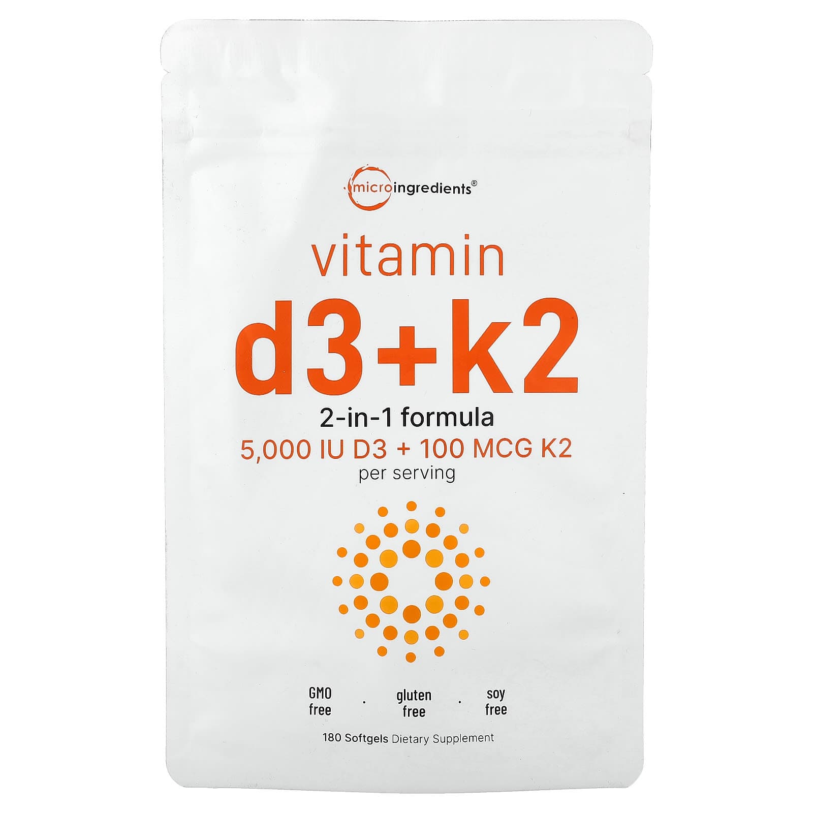 Micro Ingredients Vitamin D3 + K2 – 180 capsules molles de Micro Ingredients