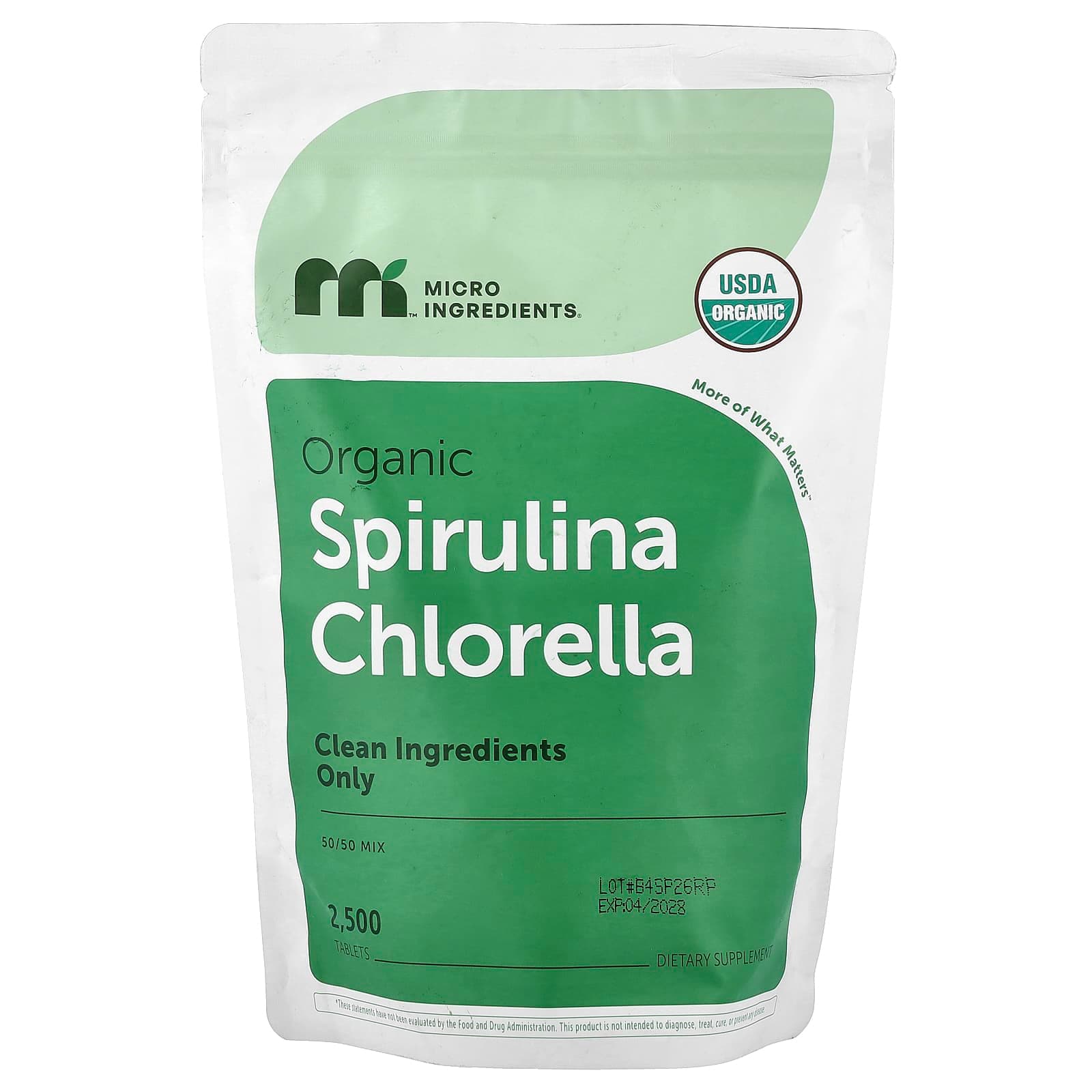 Micro Ingredients Organic Spirulina Chlorella – 2500 comprimés de Micro Ingredients