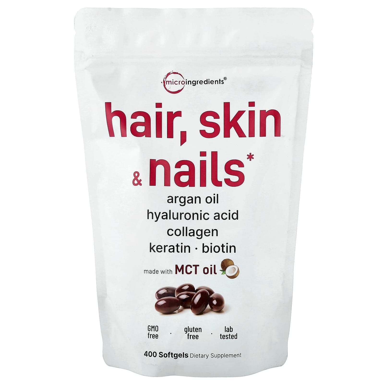 Micro Ingredients Hair, Skin, Nails – 400 capsules molles de Micro Ingredients