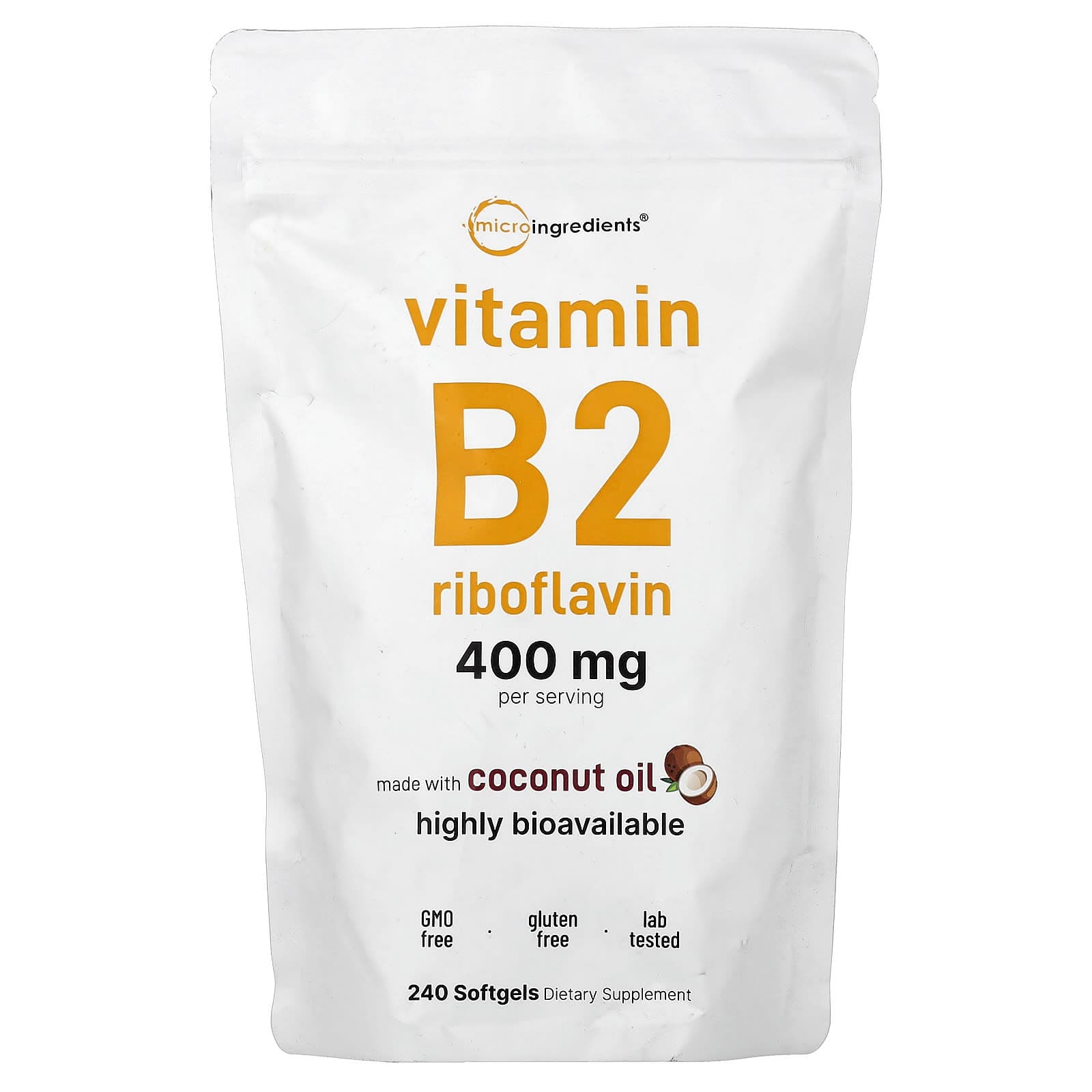 Micro Ingredients Vitamin B2 Riboflavin – 240 capsules molles de Micro Ingredients