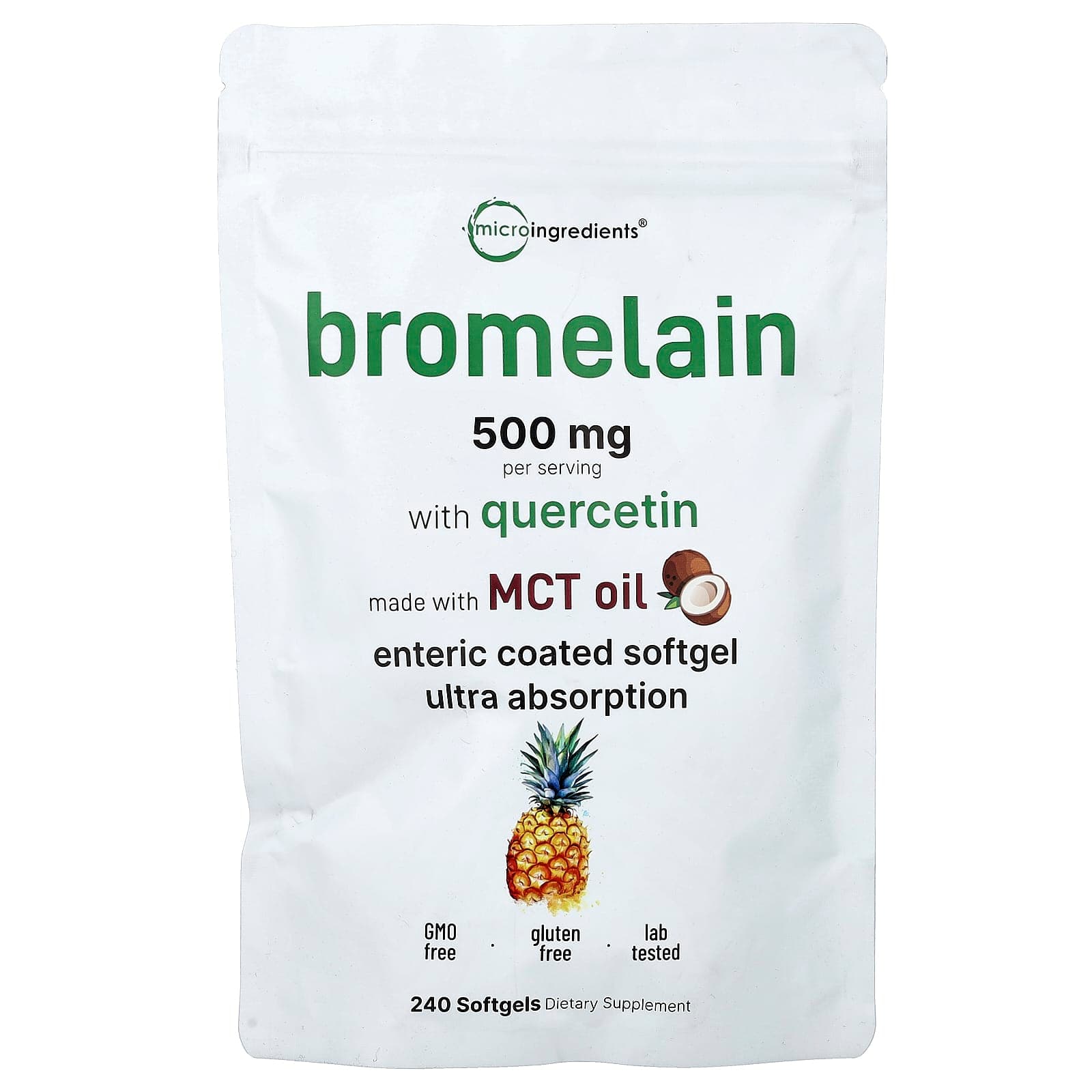 Micro Ingredients Bromelain With Quercetin – 240 capsules molles de Micro Ingredients
