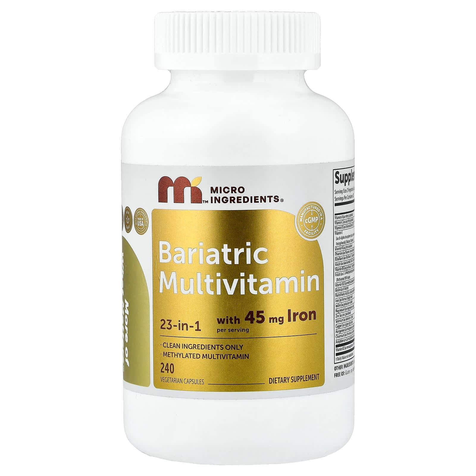 Micro Ingredients Bariatric Multivitamin – 240 gélules végétales de Micro Ingredients