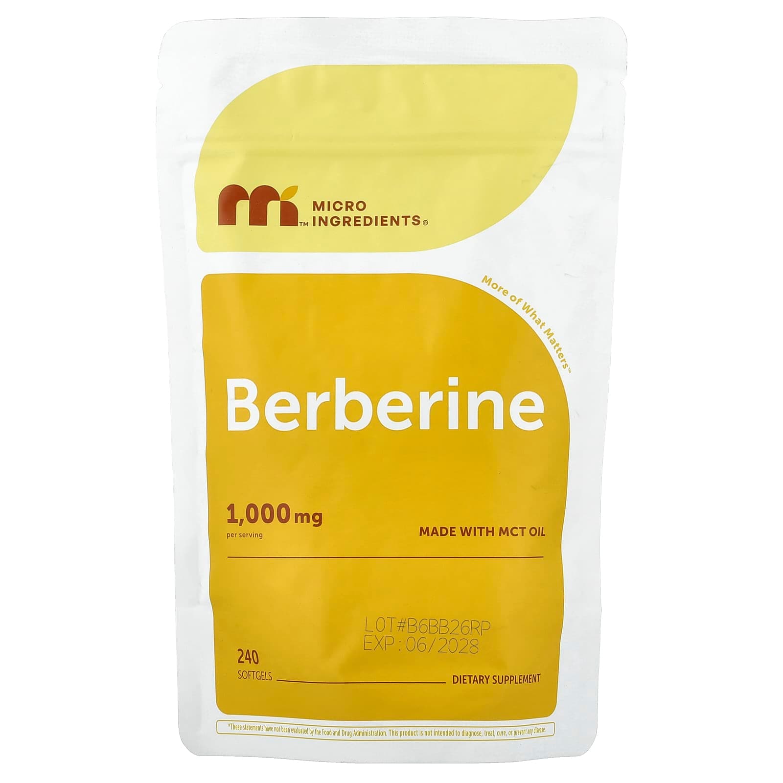Micro Ingredients Berberine – 240 capsules molles de Micro Ingredients