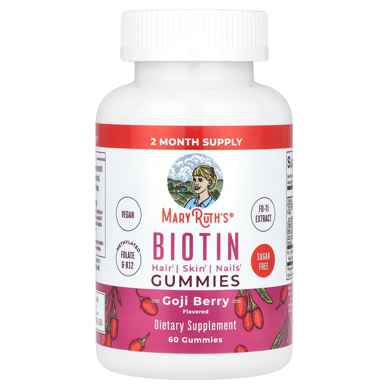 MaryRuth's Biotin Gummies – Goji Berry – 60 gommes de MaryRuth's