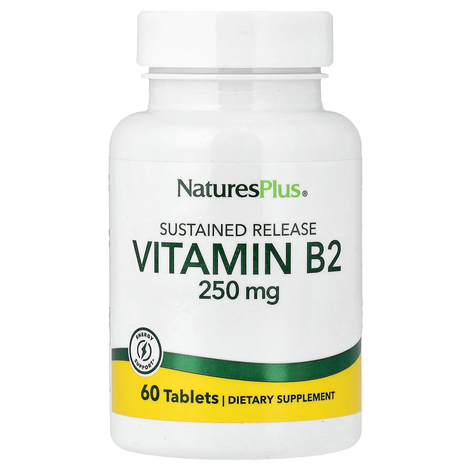 NaturesPlus Vitamin B2, Sustained Release – 60 comprimés de NaturesPlus