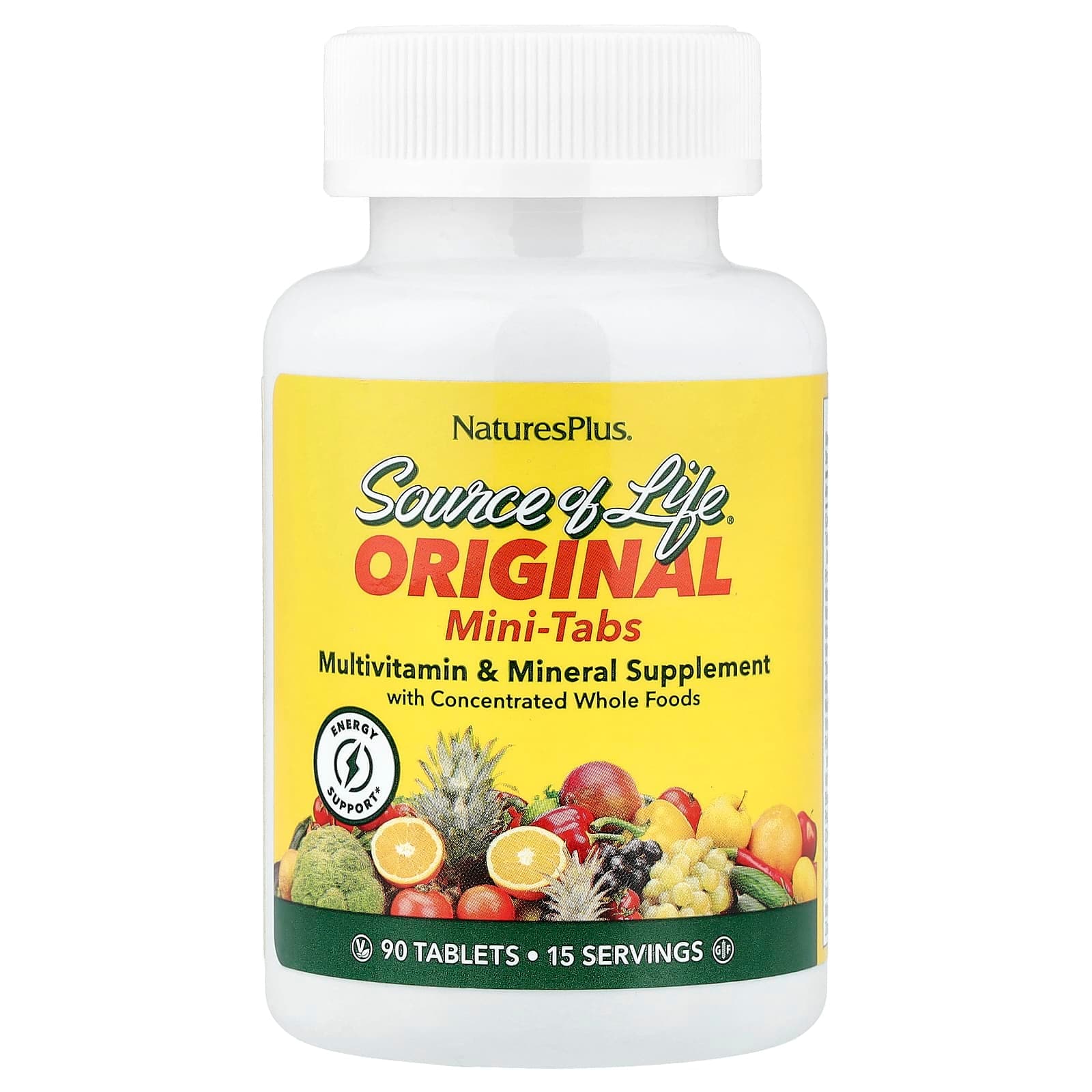 NaturesPlus Source of Life, Original Mini-Tabs, Multivitamin & Mineral Supplement – 90 comprimés de NaturesPlus
