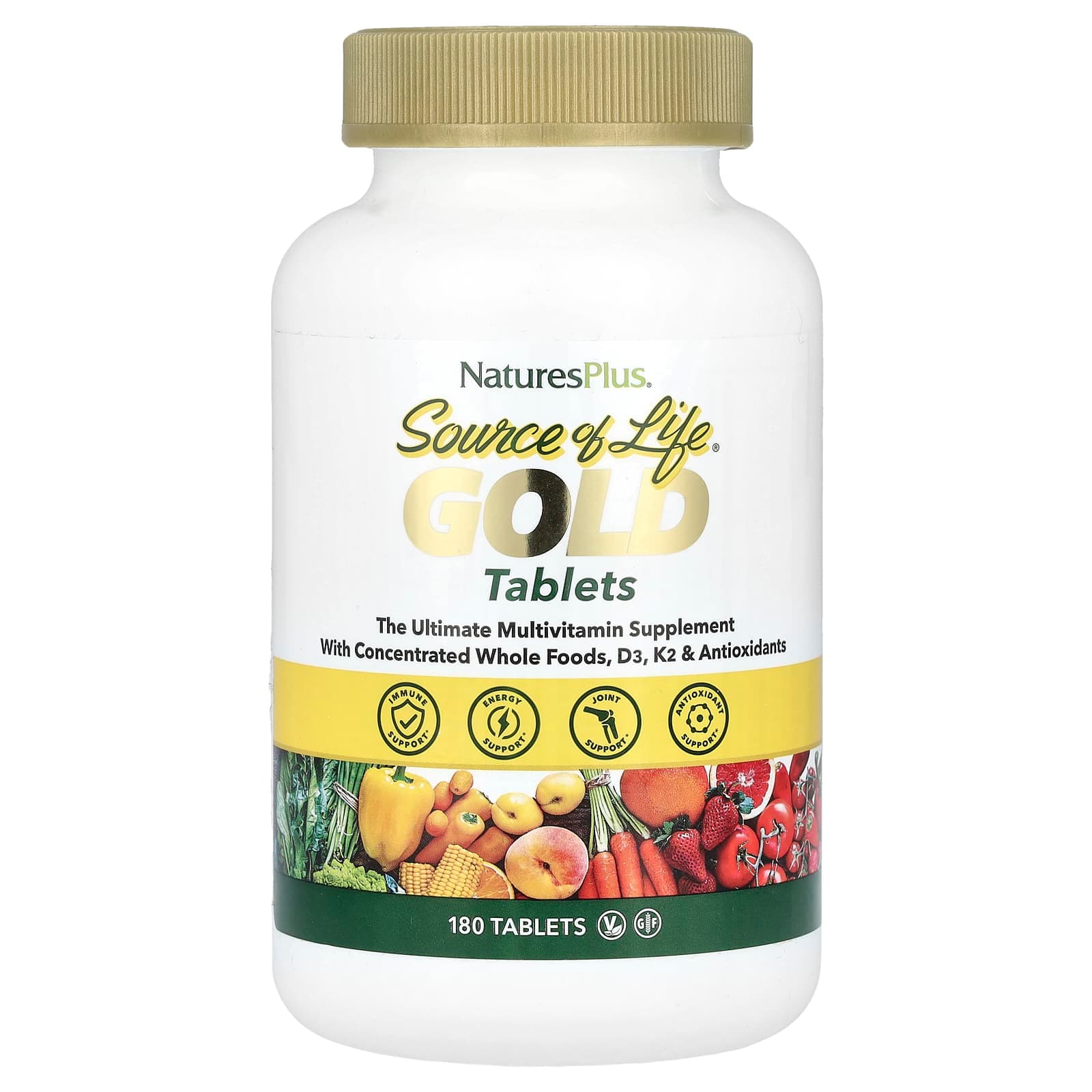 NaturesPlus Source of Life, Gold, The Ultimate Multivitamin Supplement – 180 comprimés de NaturesPlus