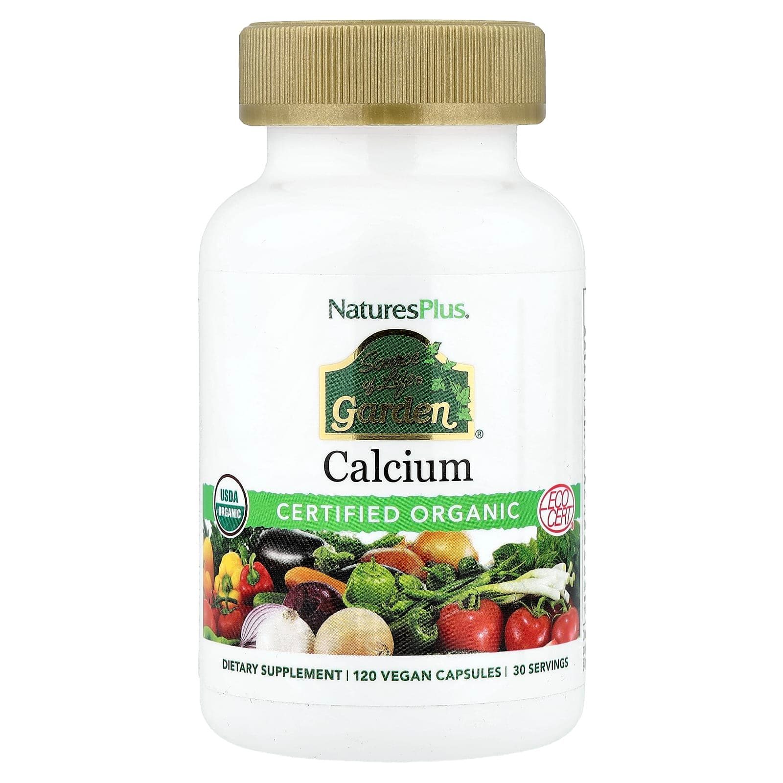 NaturesPlus Source of Life, Garden, Calcium – 120 gélules véganes de NaturesPlus
