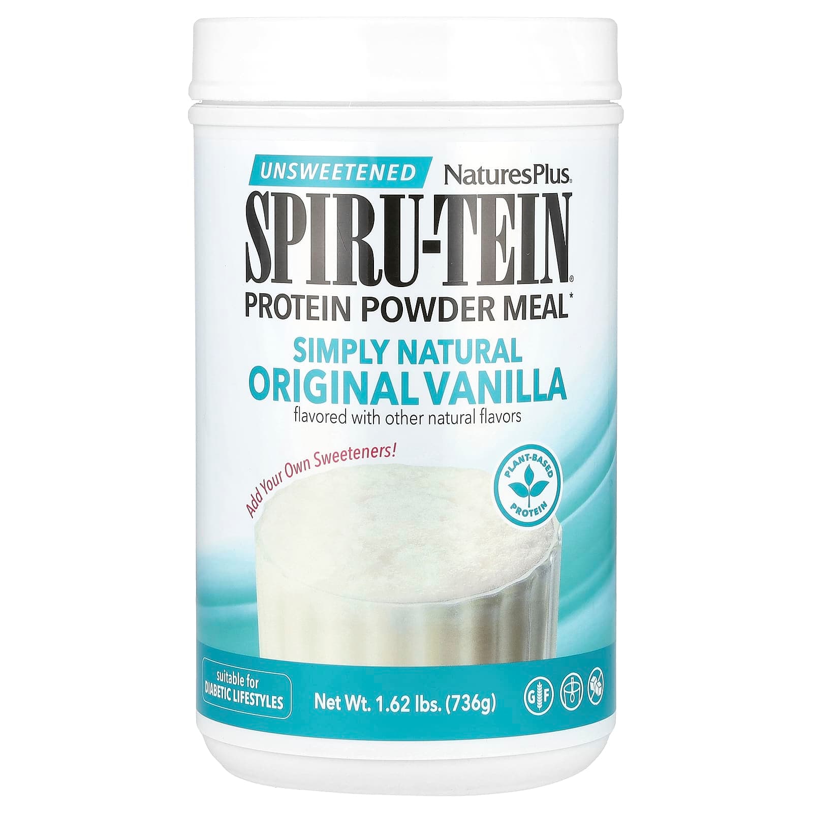 NaturesPlus Spiru-Tein, Protein Powder Meal, Unsweetened – Vanilla – 736 g de NaturesPlus