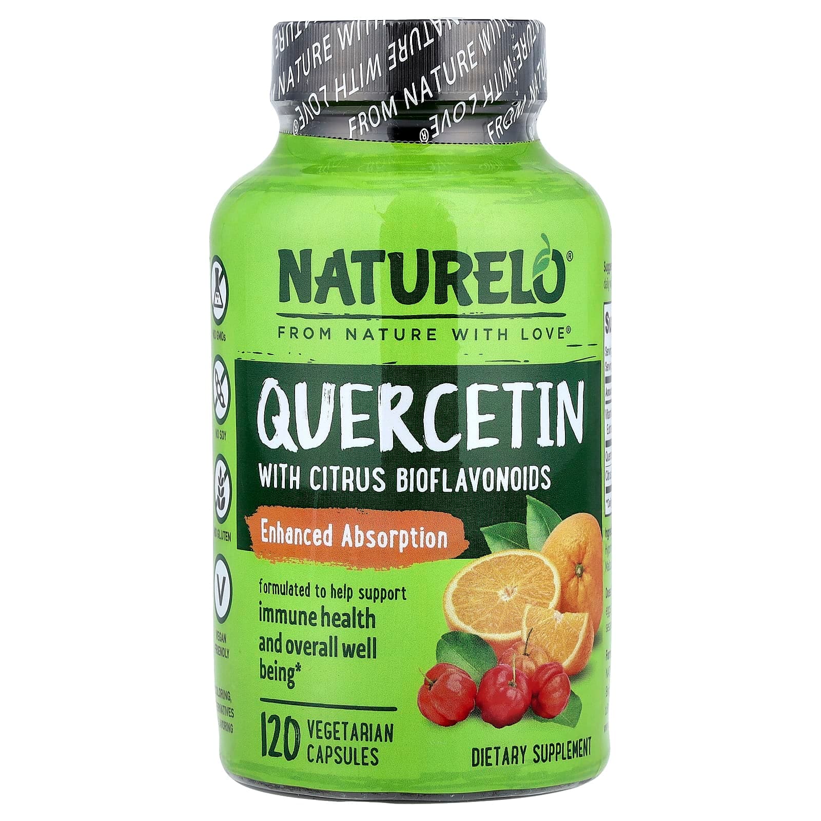 NATURELO Quercetin With Citrus Bioflavonoids – Quercetin With Citrus Bioflavonoids – 120 gélules végétales de NATURELO