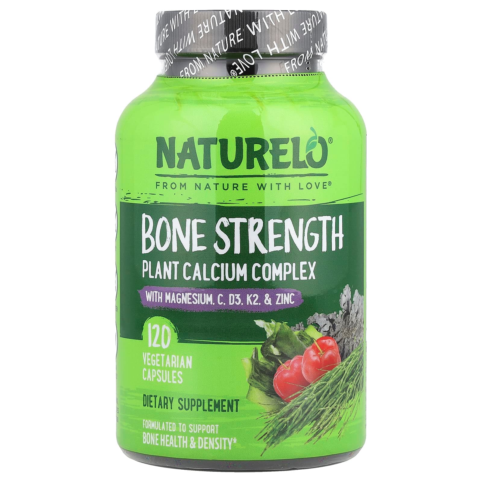 NATURELO Bone Strength, Plant Calcium Complex – 120 gélules végétales de NATURELO