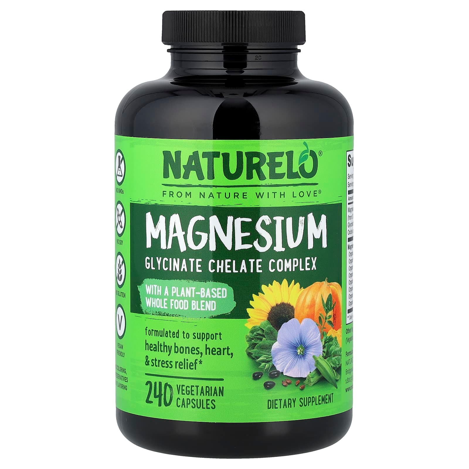 NATURELO Magnesium Glycinate Chelate Complex – 240 gélules végétales de NATURELO