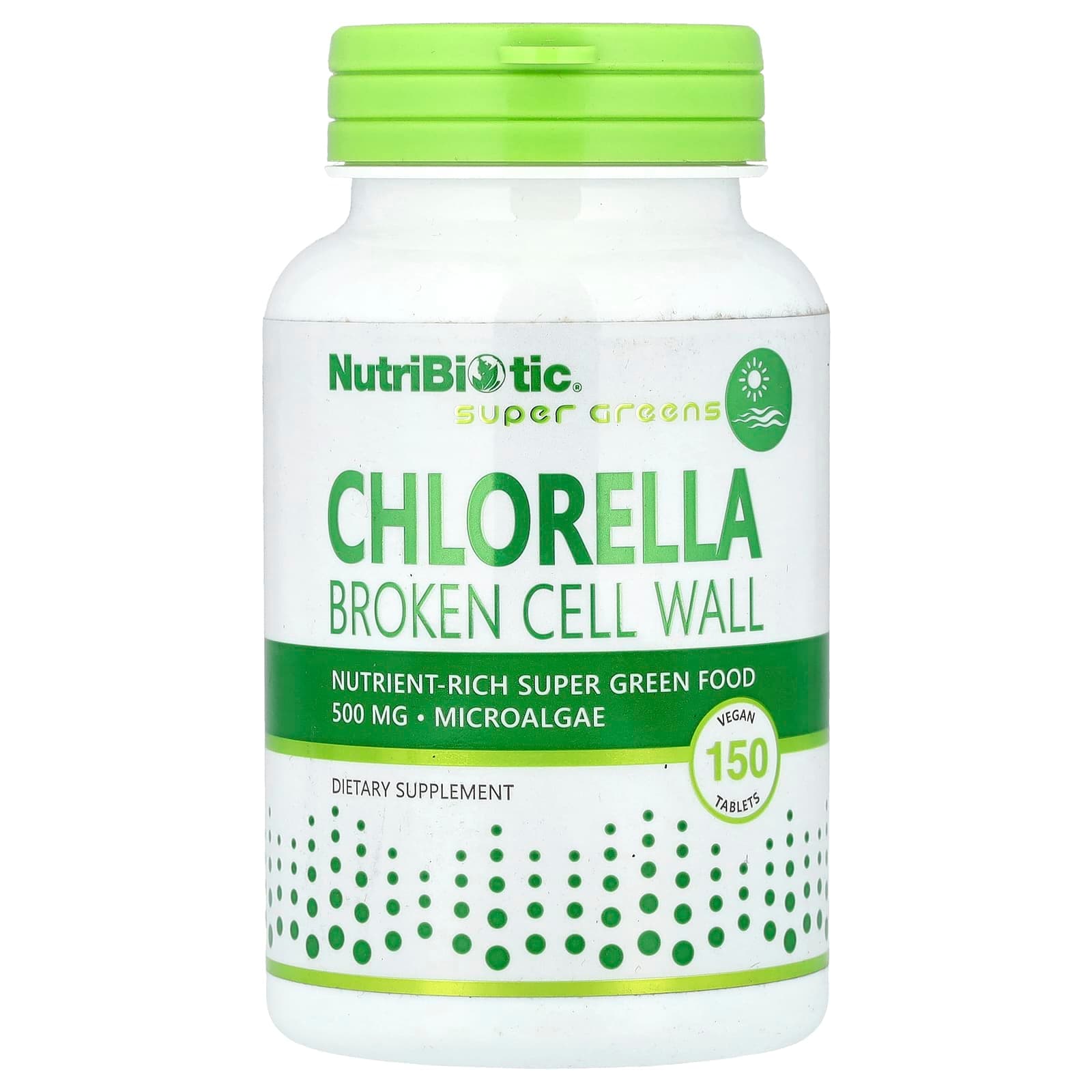 NutriBiotic Super Greens, Chlorella, 150 Vegan Tablets (500 mg per Tablet) de NutriBiotic