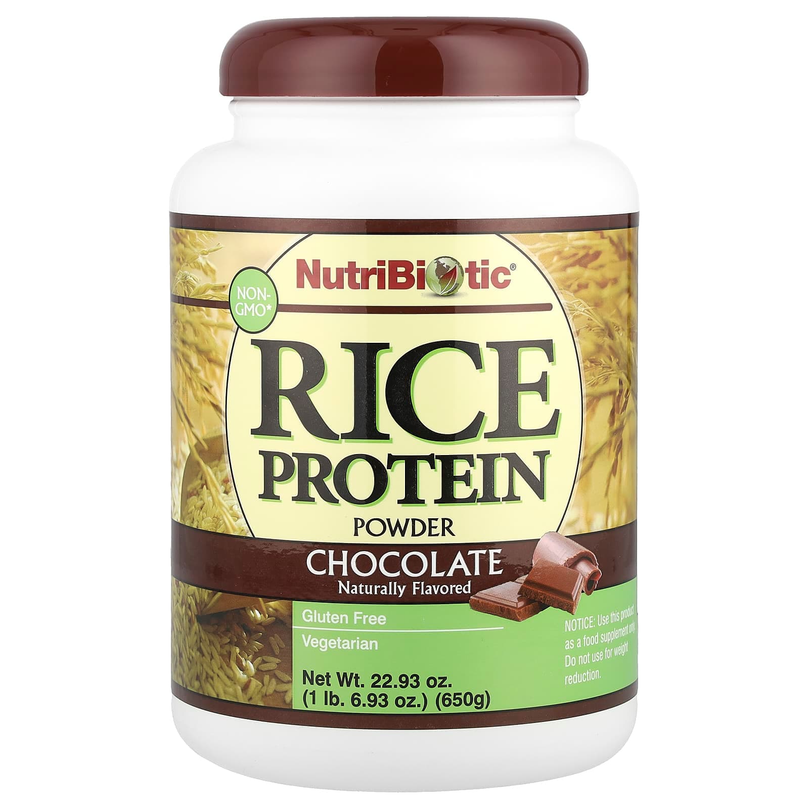 NutriBiotic Rice Protein Powder – Chocolate – 650 g de NutriBiotic