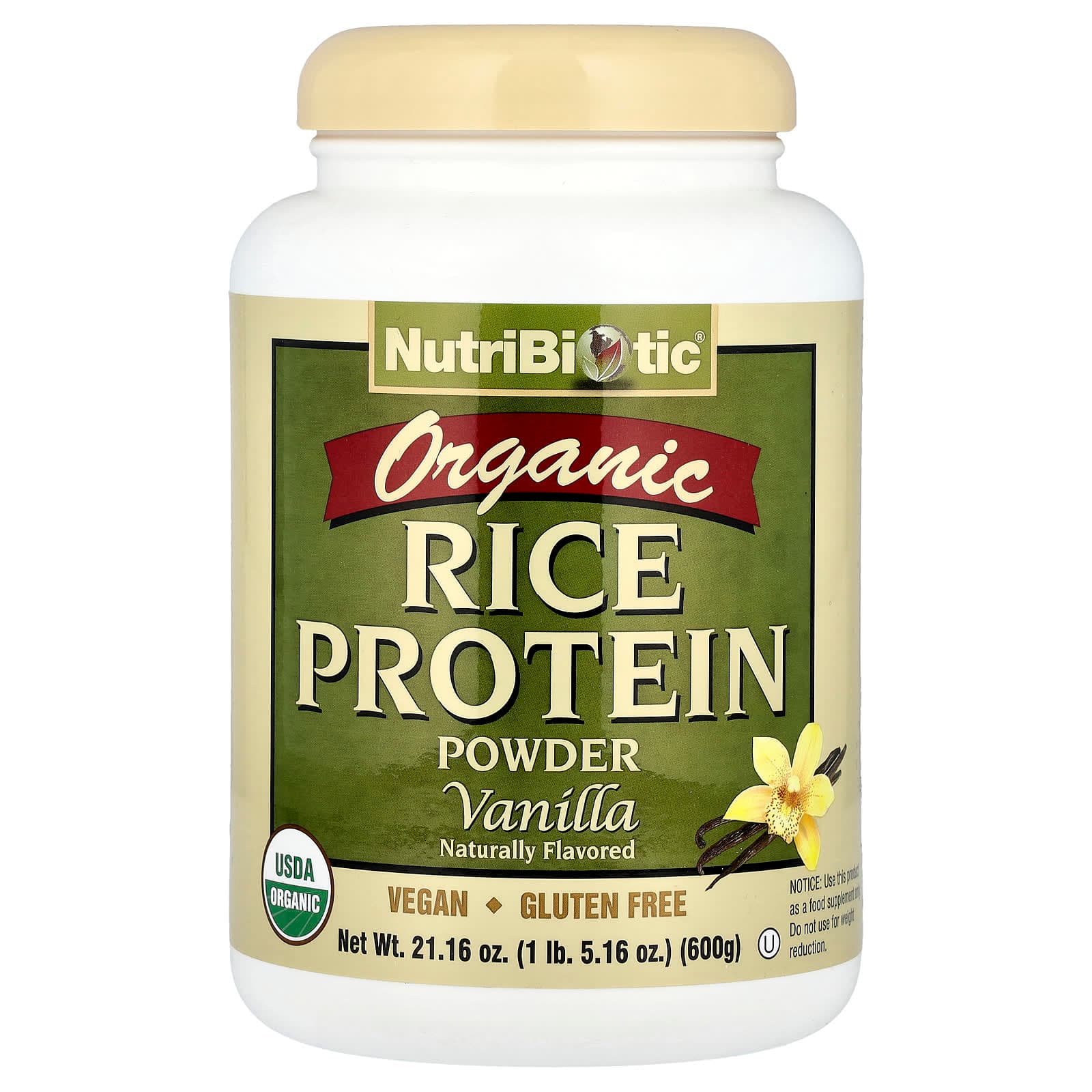 NutriBiotic Organic Rice Protein Powder – Vanilla – 600 g de NutriBiotic