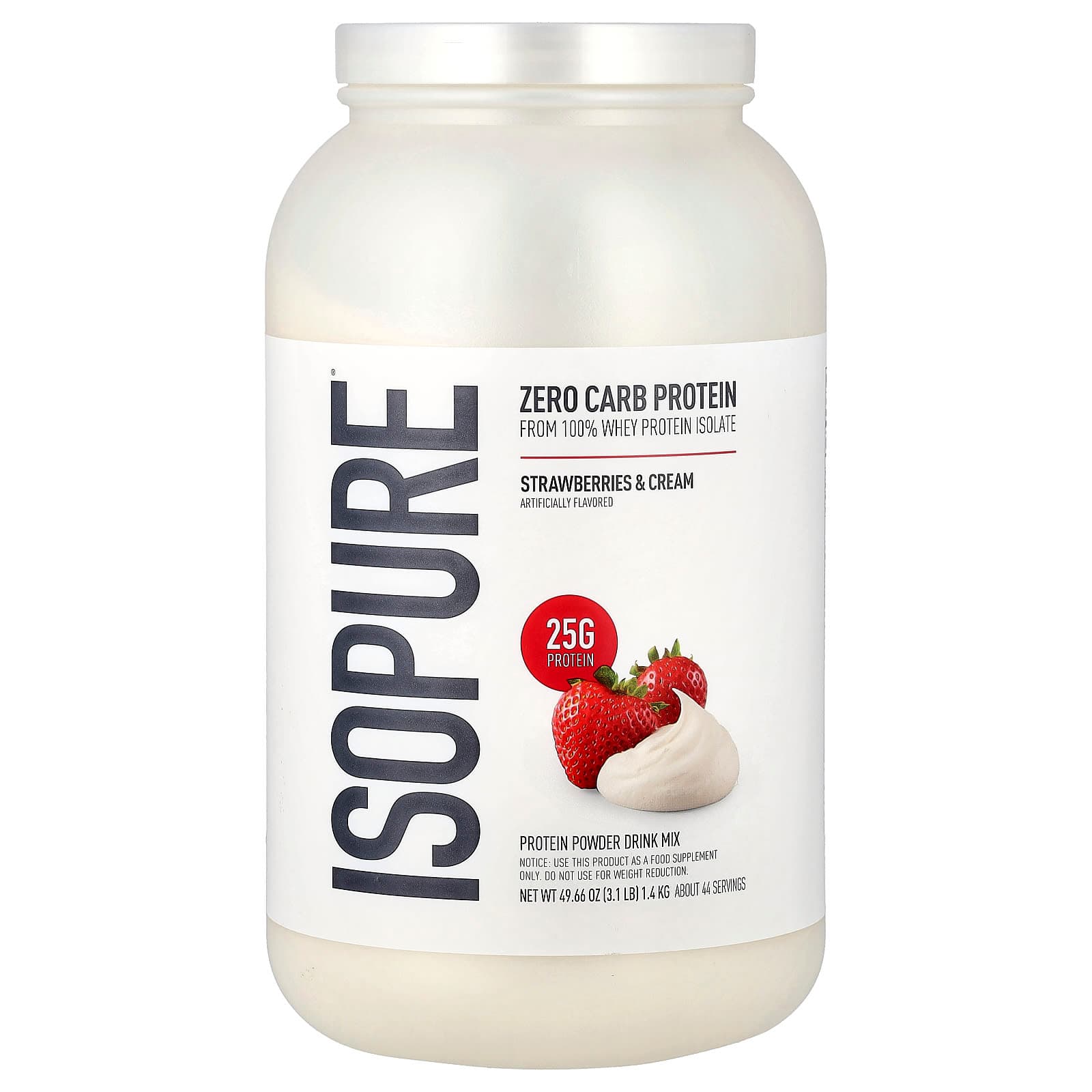 Isopure Zero Carb Protein Powder – Strawberries & Cream – 1,4 kg de Isopure