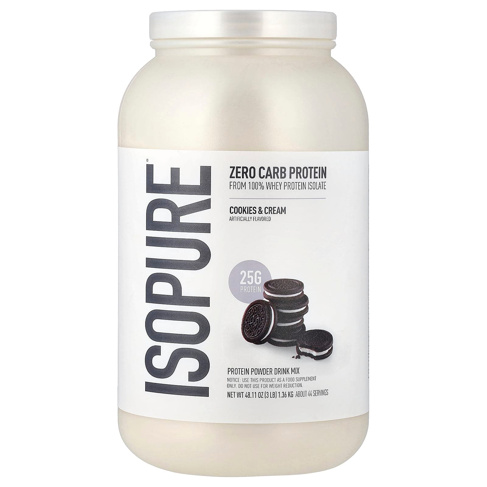 Isopure Zero Carb Protein Powder – Cookies & Cream – 1,36 kg de Isopure