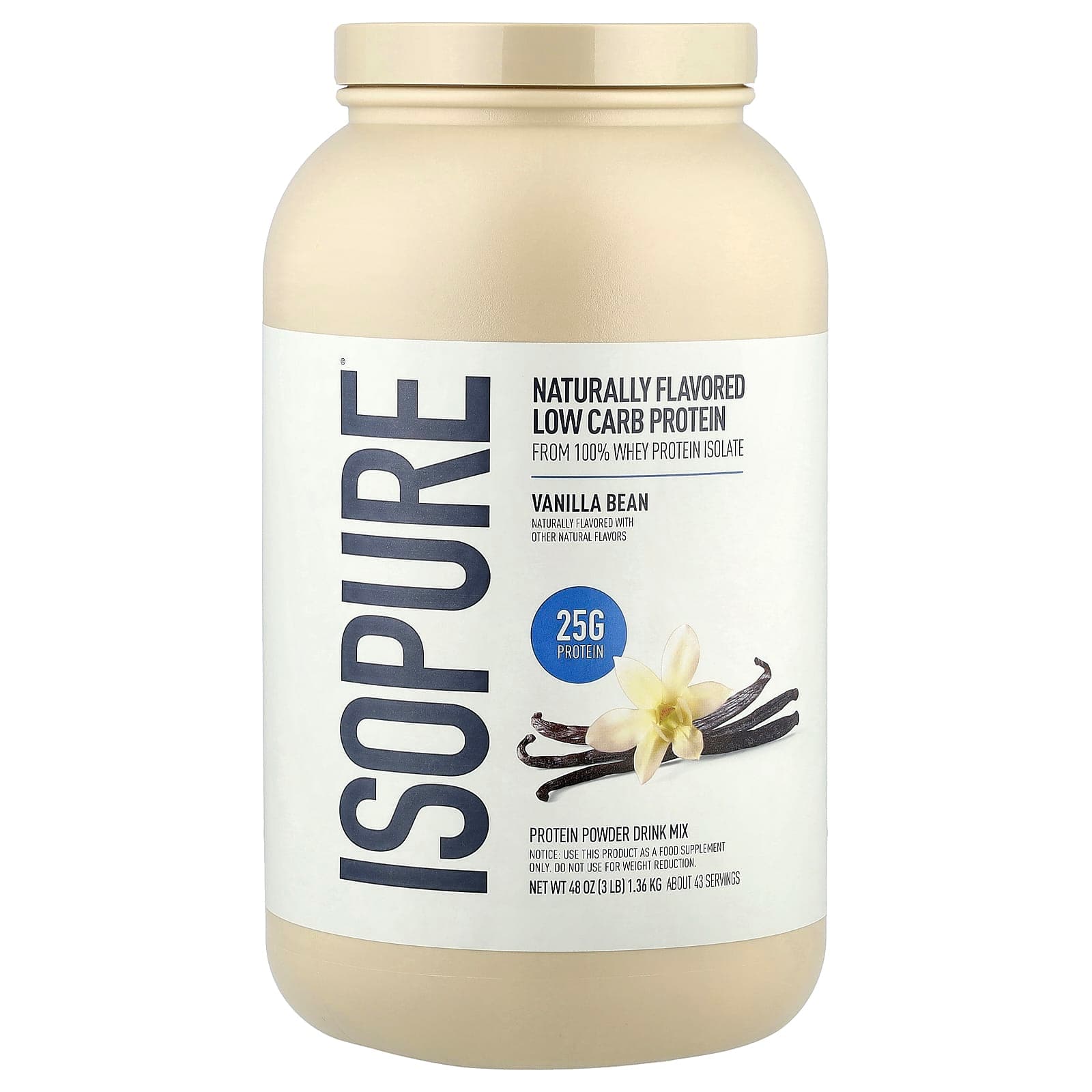 Isopure Low Carb Protein Powder – Vanilla Bean – 1,36 kg de Isopure