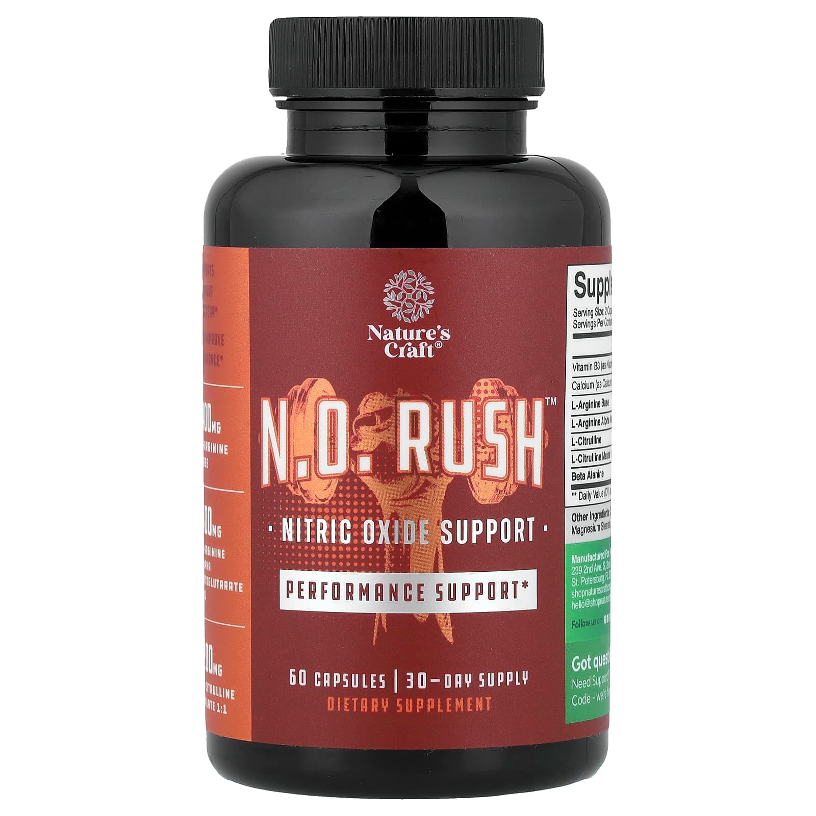 Nature's Craft N.O. Rush, Nitric Oxide Support – 60 gélules de Nature's Craft