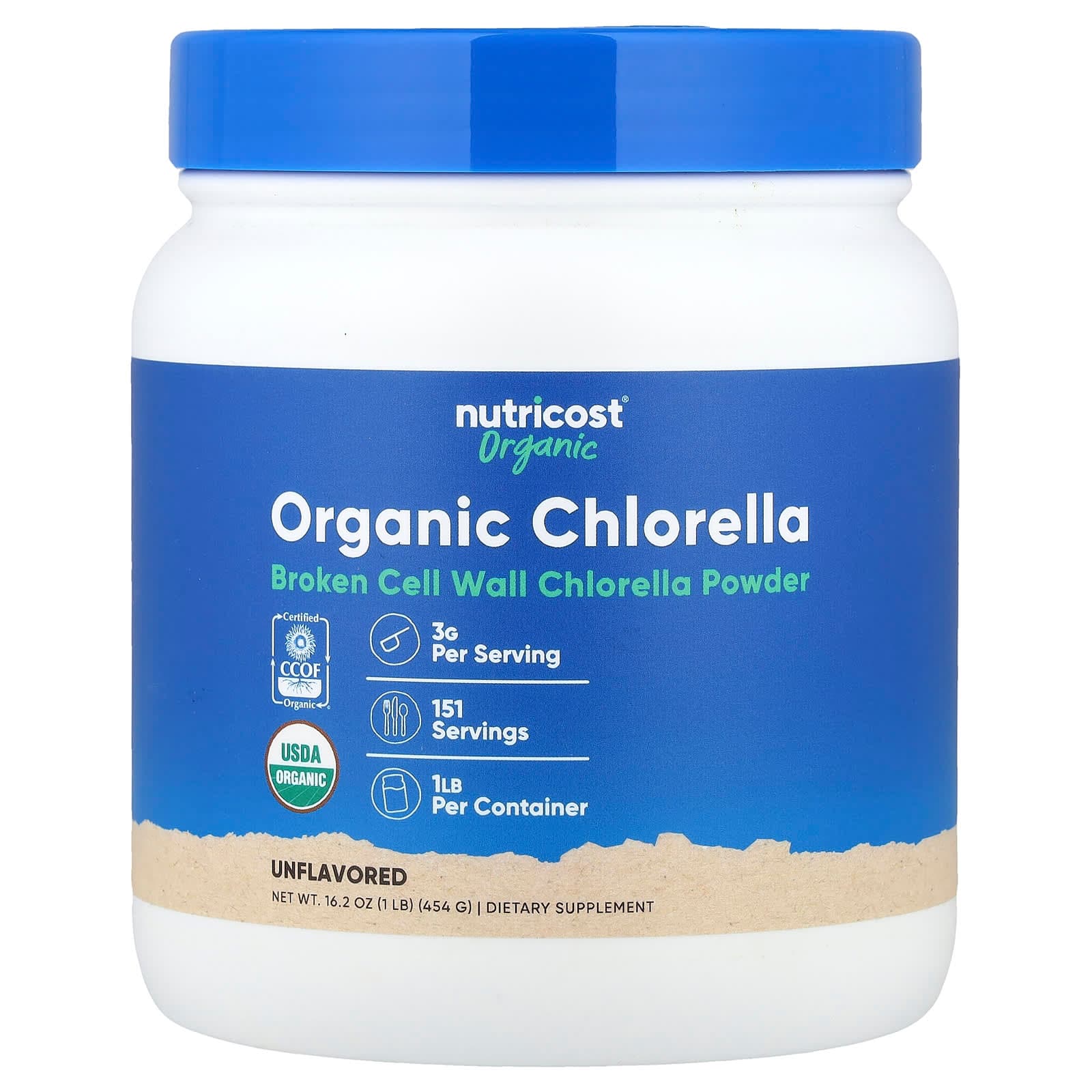Nutricost Organic Chlorella Powder – Sans arôme – 454 g de Nutricost