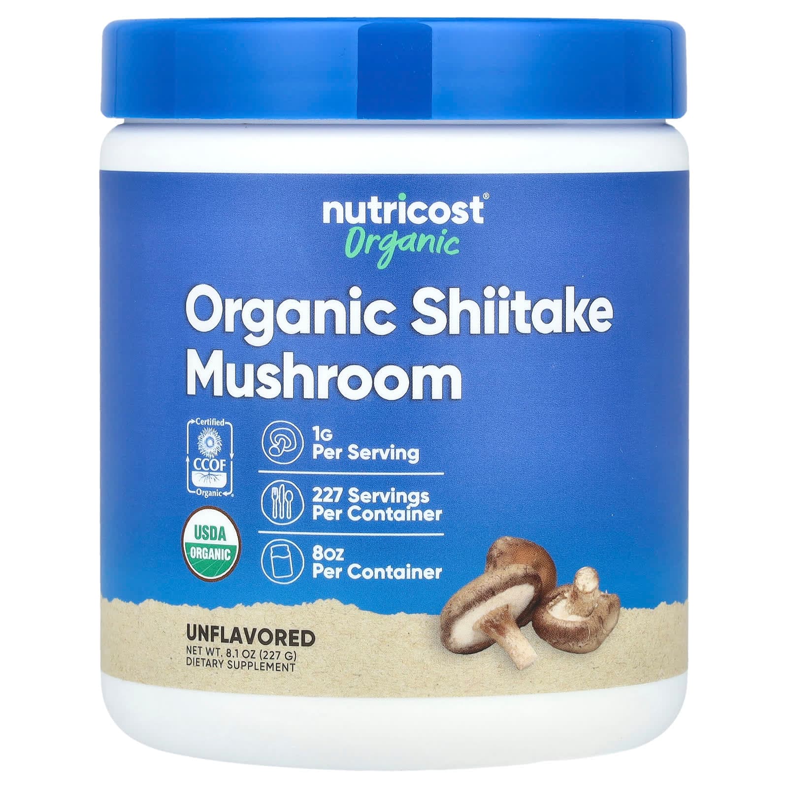 Nutricost Organic Shiitake Mushroom Powder – Sans arôme – 227 g de Nutricost