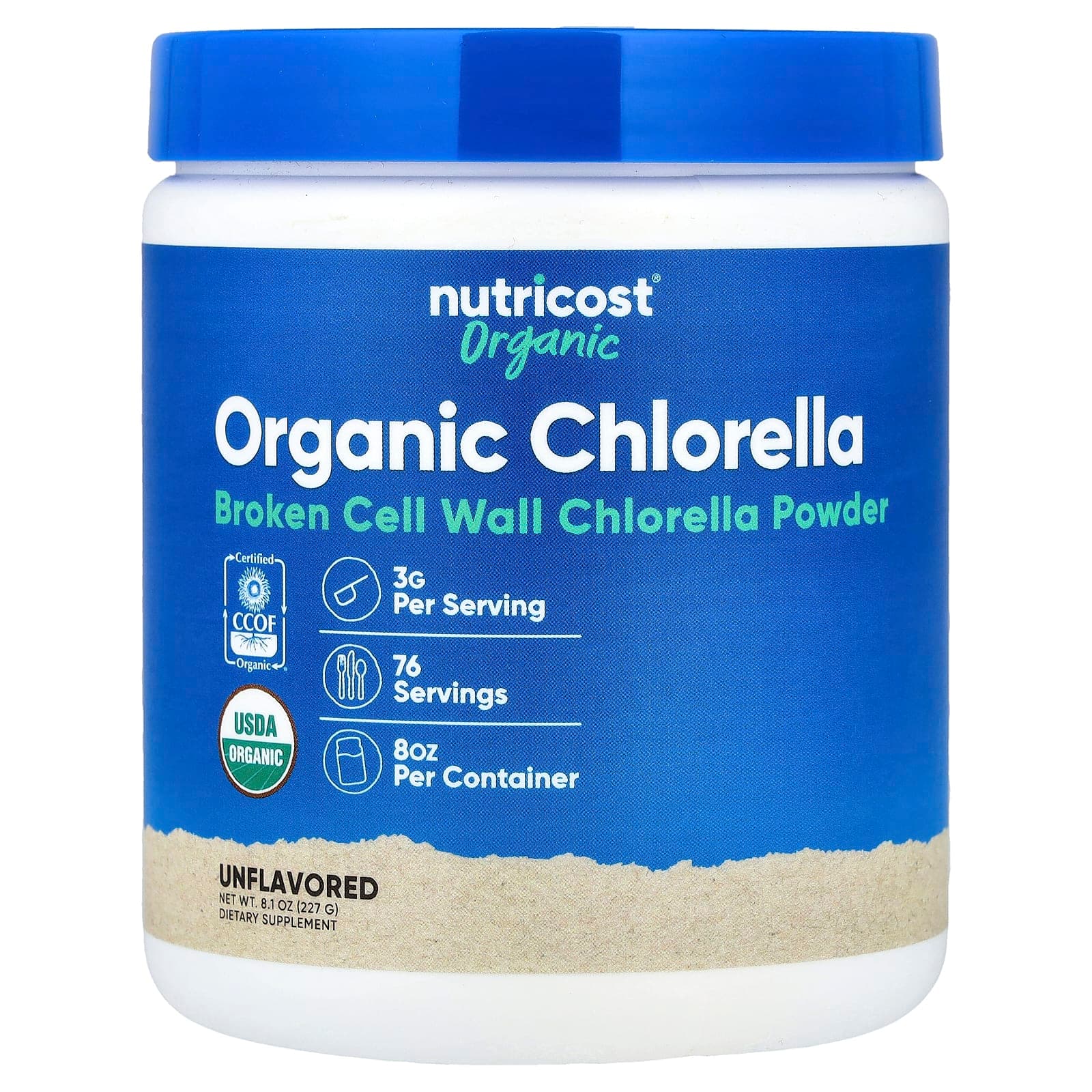 Nutricost Organic Chlorella – Sans arôme – 227 g de Nutricost