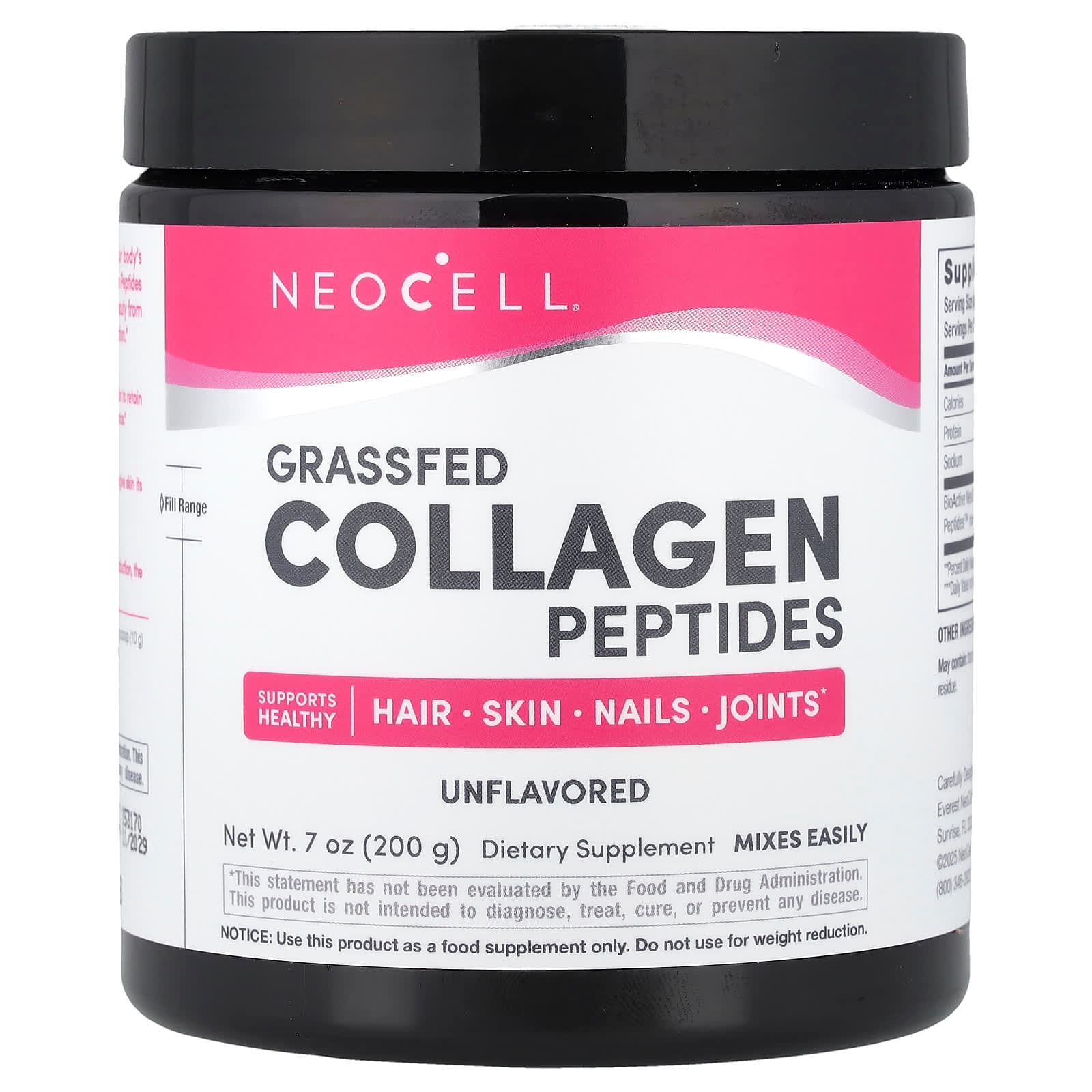 NeoCell Grassfed Collagen Peptides – Sans arôme – 200 g de NeoCell