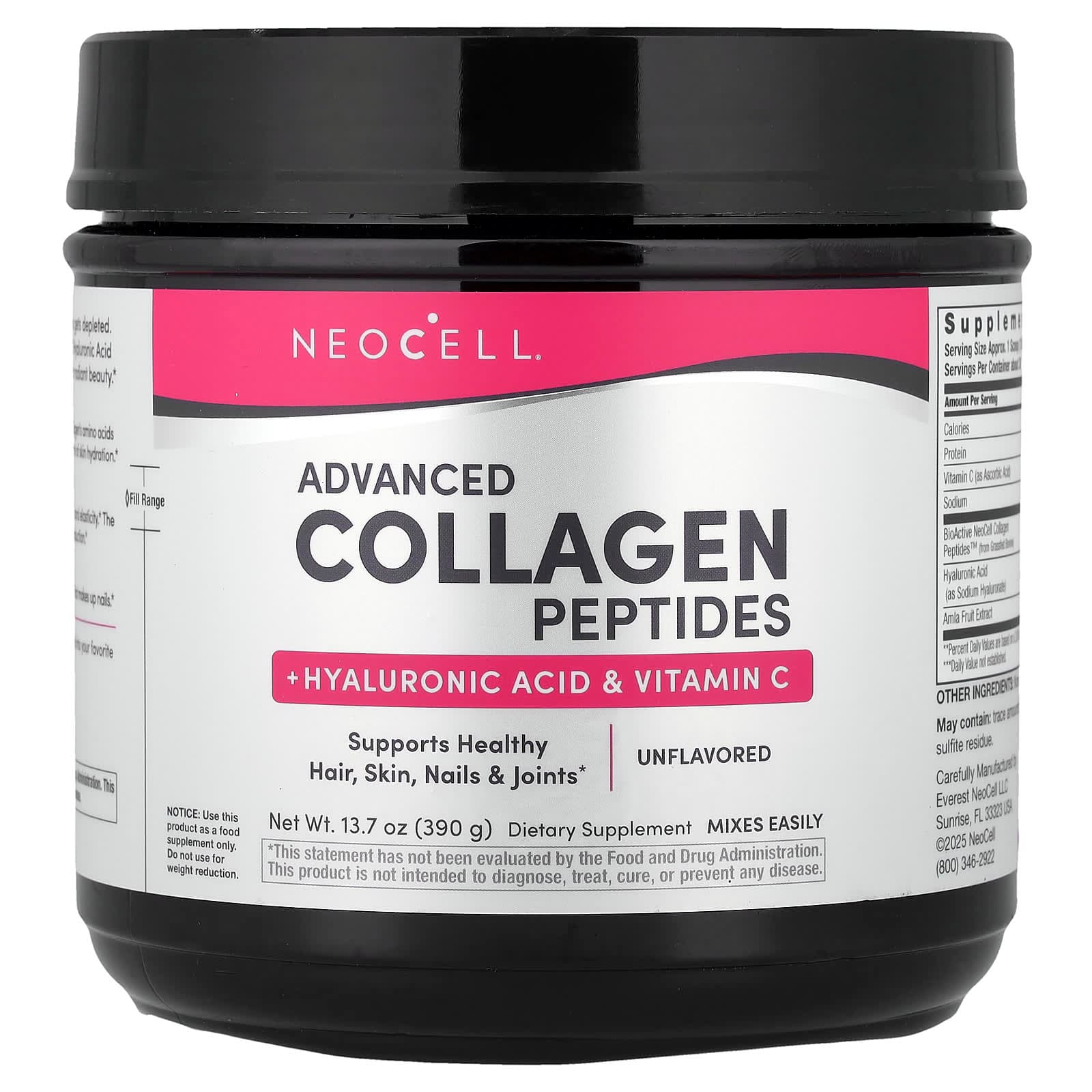 NeoCell Advanced Collagen Peptides – Sans arôme – 390 g de NeoCell