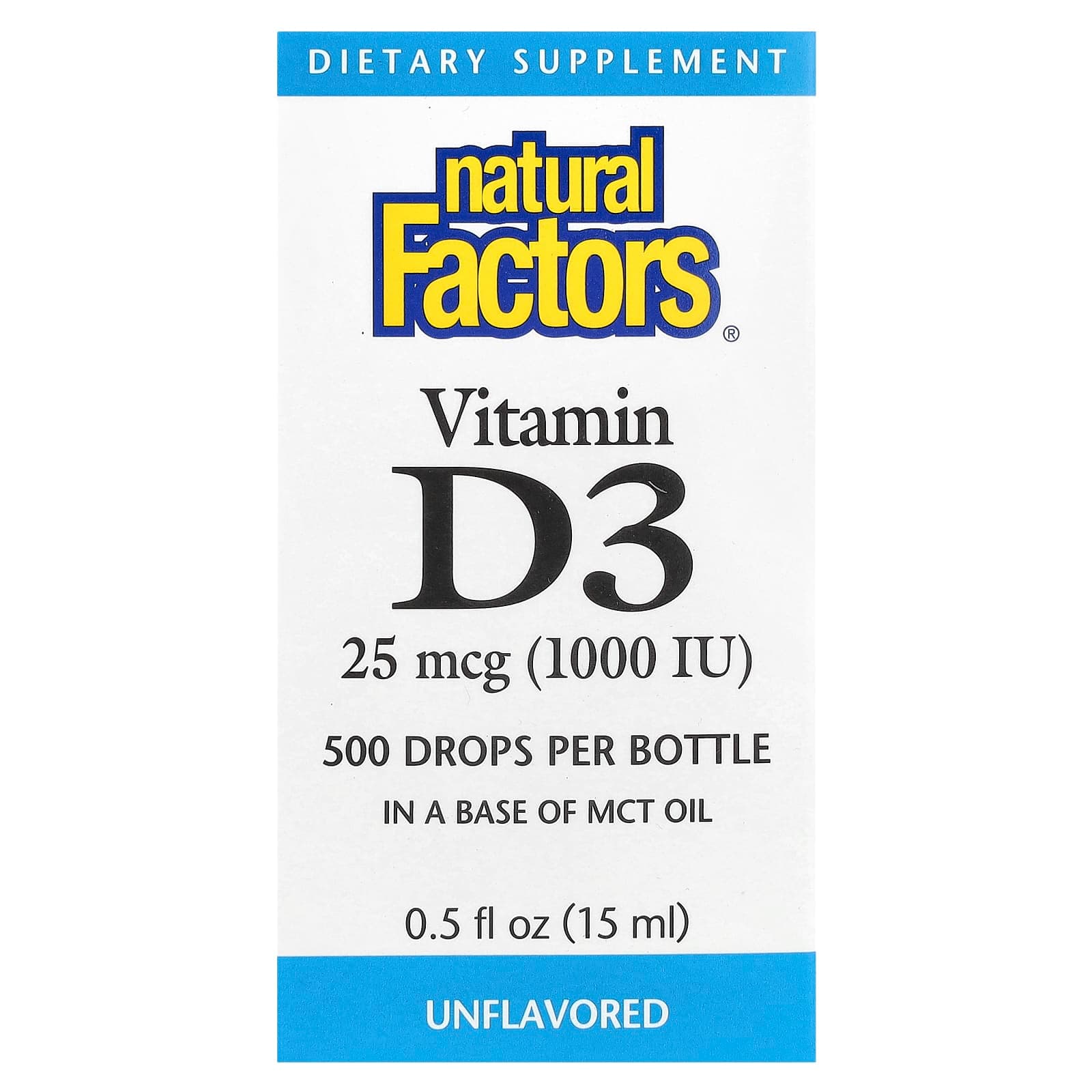 Natural Factors Vitamin D3 Drops – Sans arôme – 15 ml de Natural Factors
