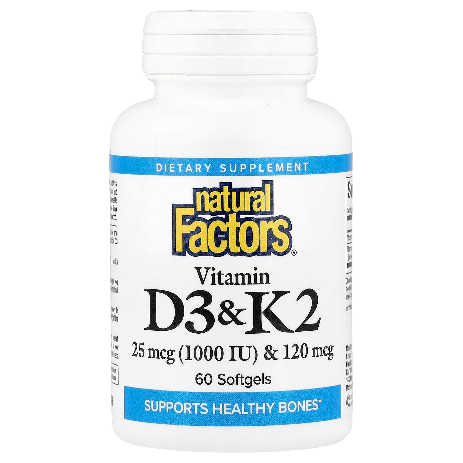 Natural Factors Vitamin D3 & K2 – 60 capsules molles de Natural Factors