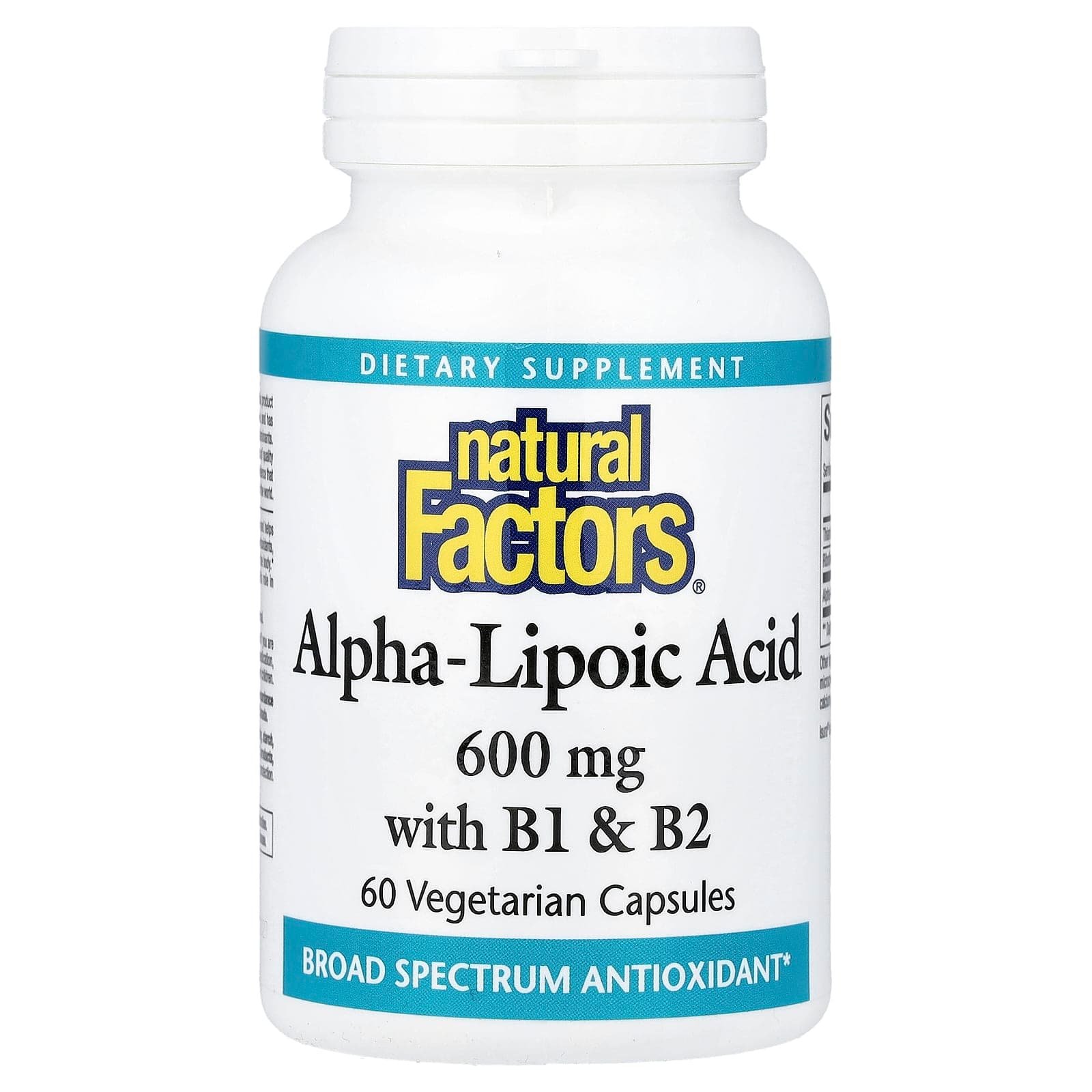 Natural Factors Alpha-Lipoic Acid with B1 & B2 – 60 gélules végétales de Natural Factors