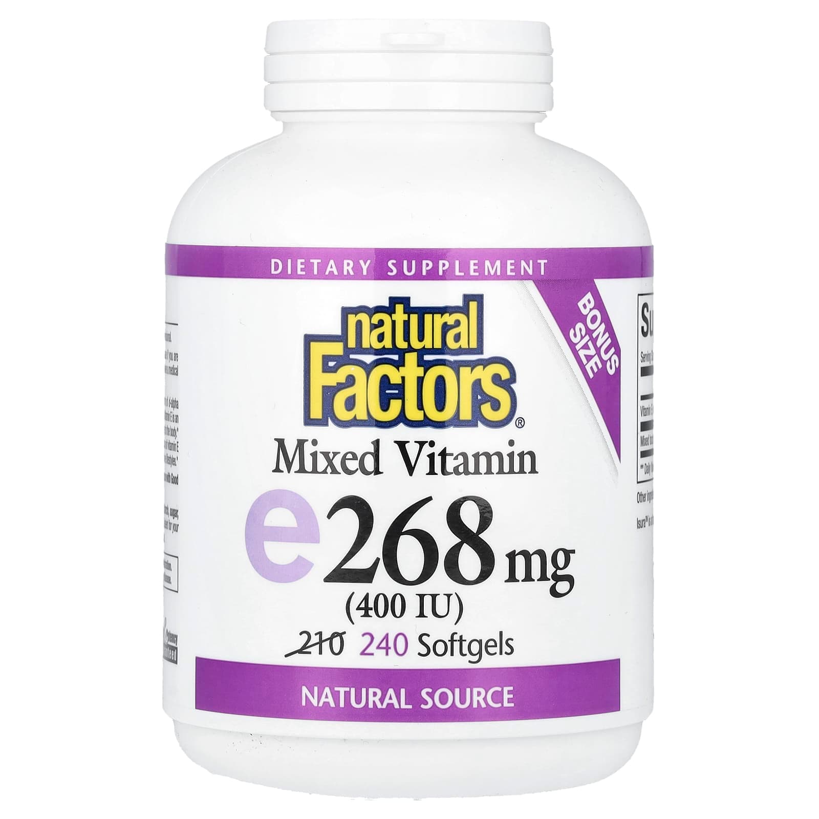 Natural Factors Mixed Vitamin E – 240 capsules molles de Natural Factors