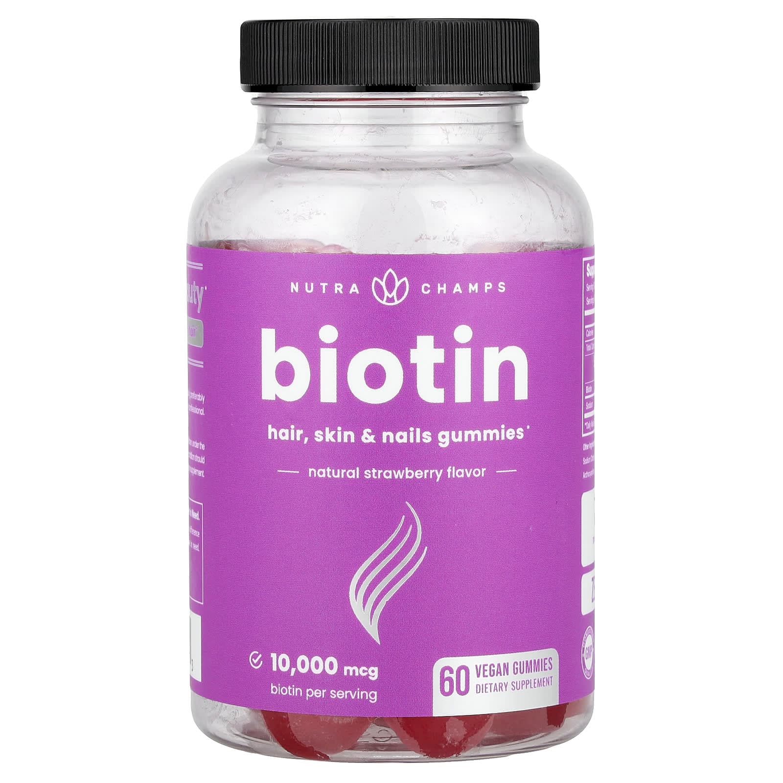 NutraChamps Biotin Gummies, 60 Vegan Gummies (5, 000 mcg per Gummy) – Natural Strawberry de NutraChamps